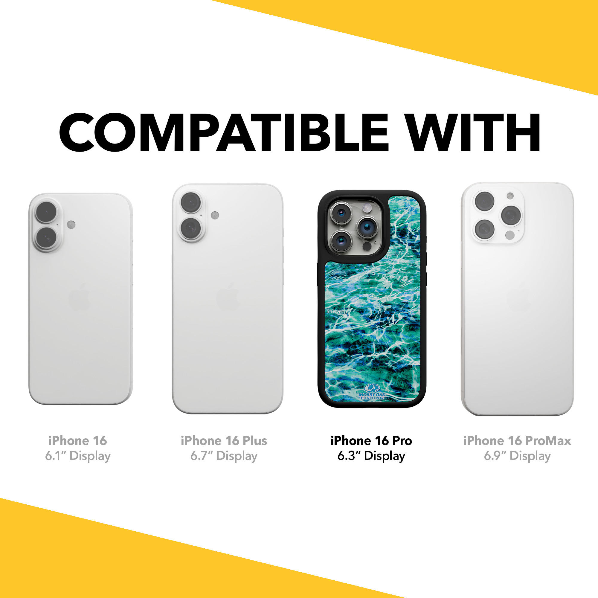 Shock-Absorbent MagSafe® Case for Apple iPhone 15 Pro | Mossy Oak Agua Seafoam Blue Camo Onyx Black