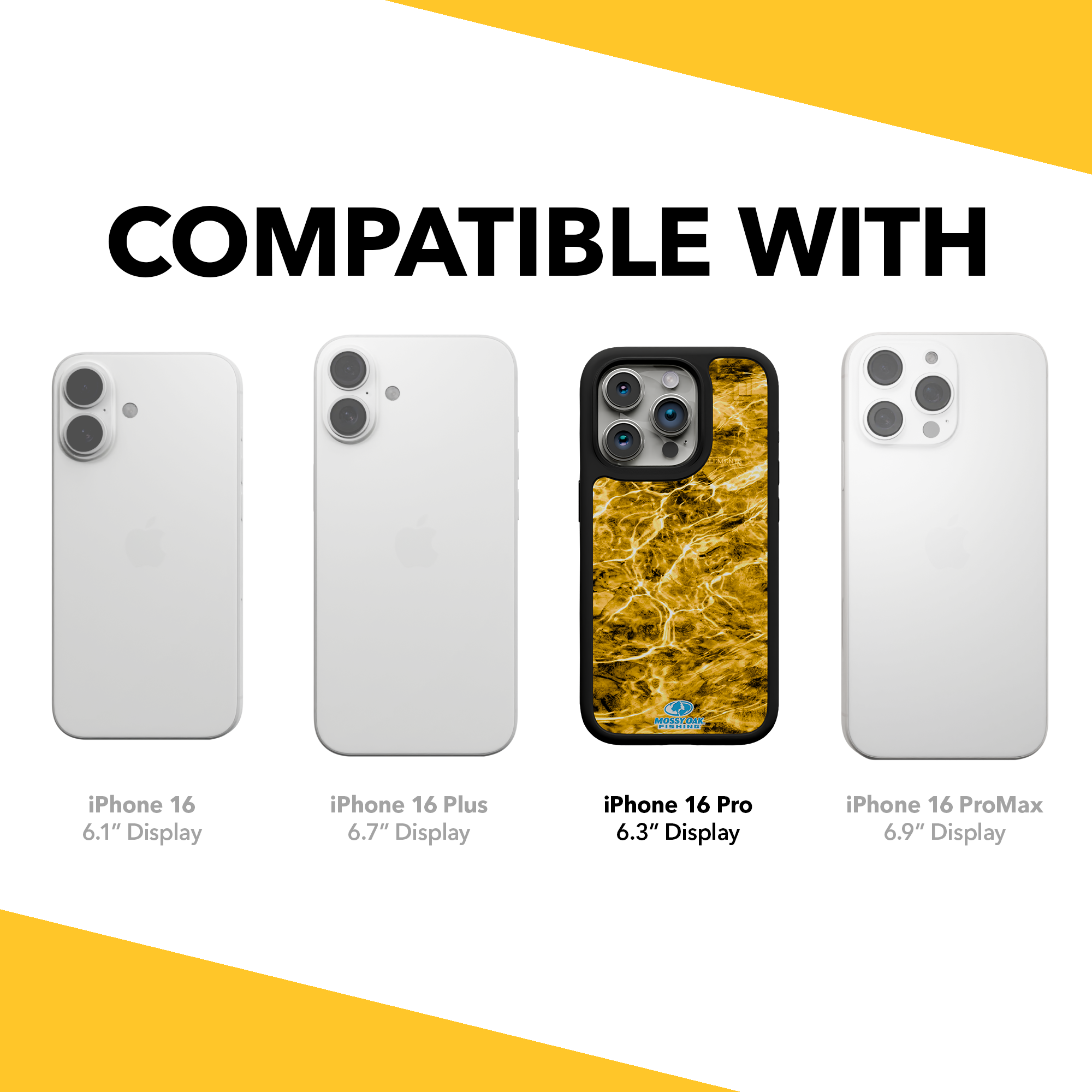 Shock-Absorbent MagSafe® Case for Apple iPhone 15 Pro | Mossy Oak Agua Yellowfin Camo Onyx Black