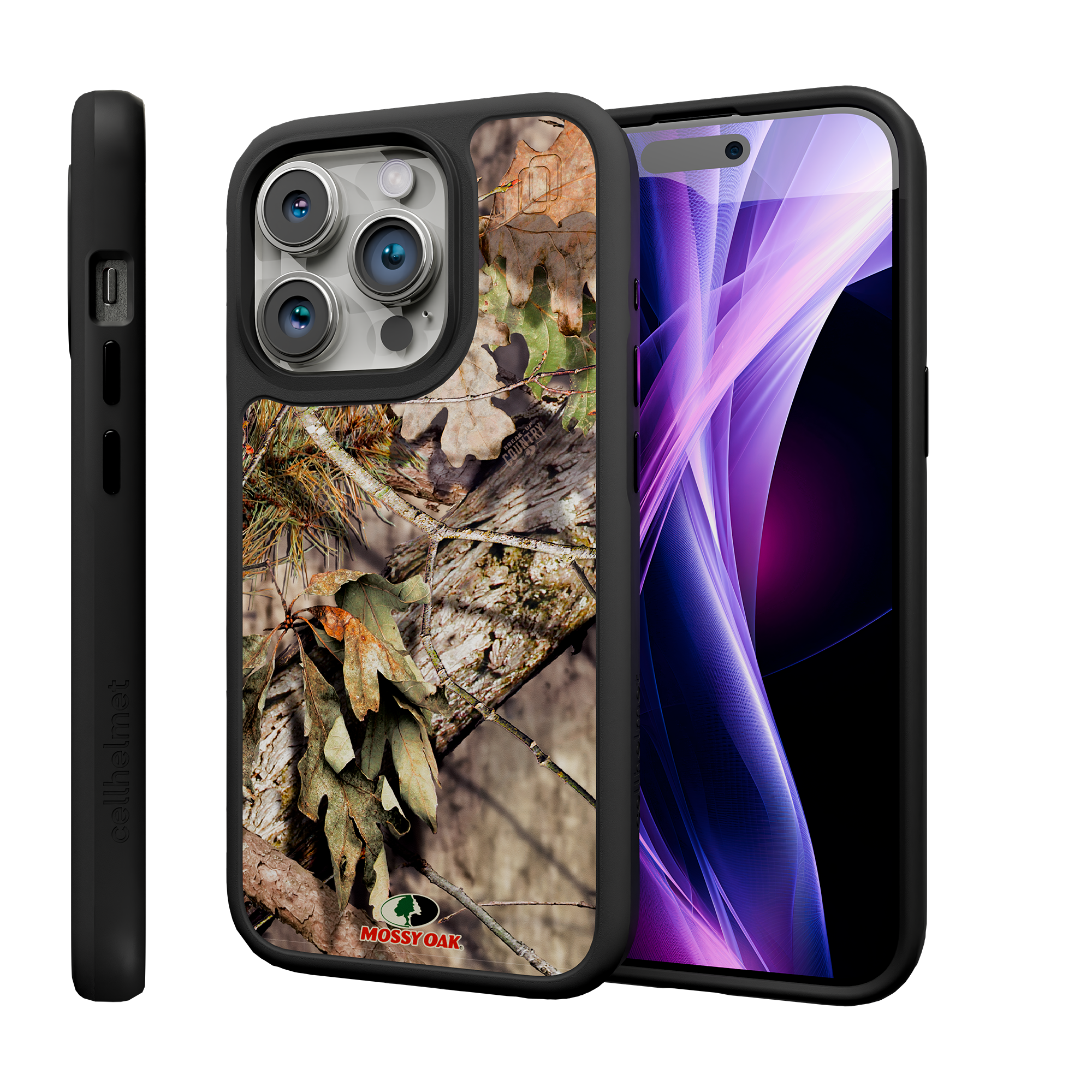 Shock-Absorbent MagSafe® Case for Apple iPhone 15 Pro | Mossy Oak Breakup Country Camo Onyx Black