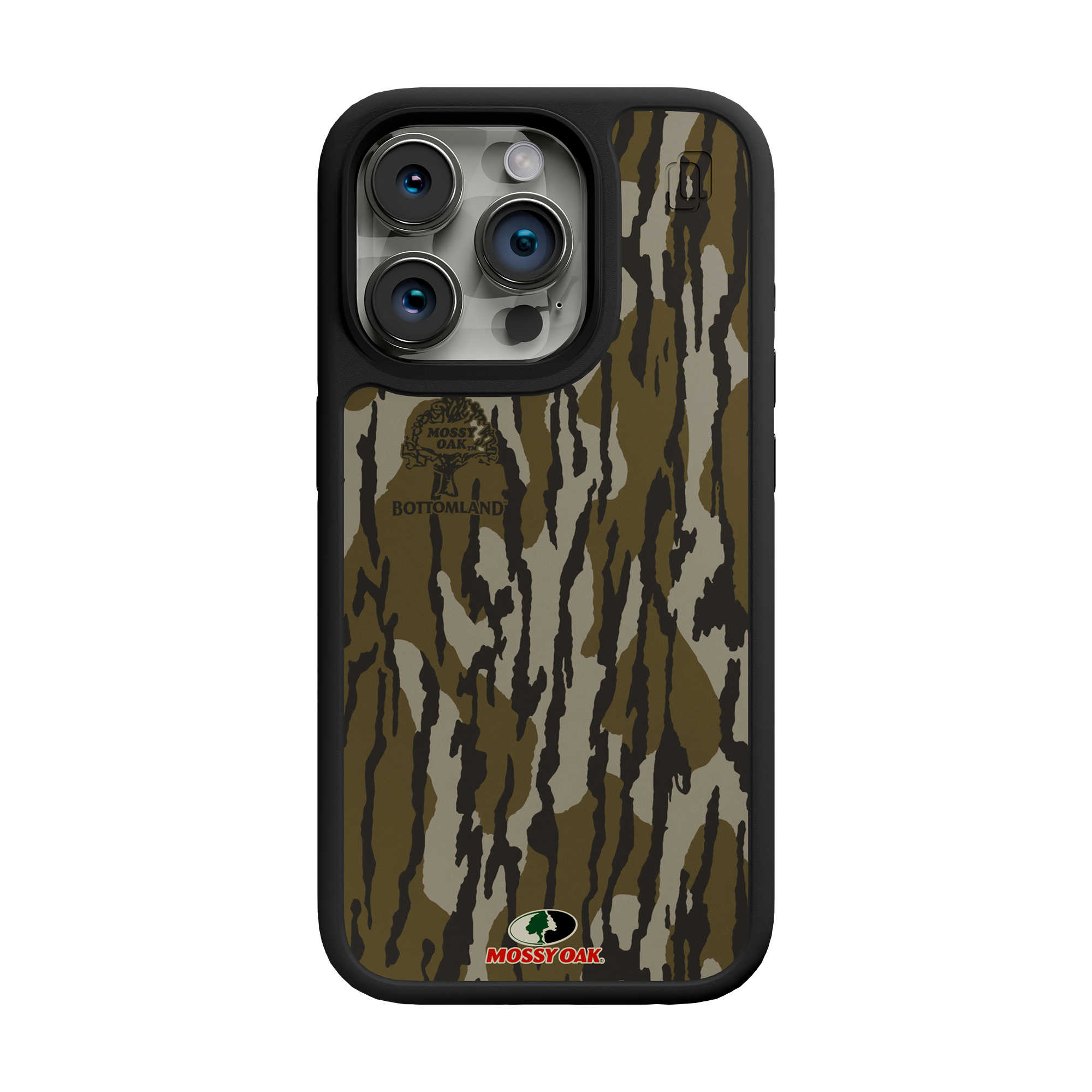 Shock-Absorbent MagSafe® Case for Apple iPhone 15 Pro | Mossy Oak Bottomland Camo Onyx Black