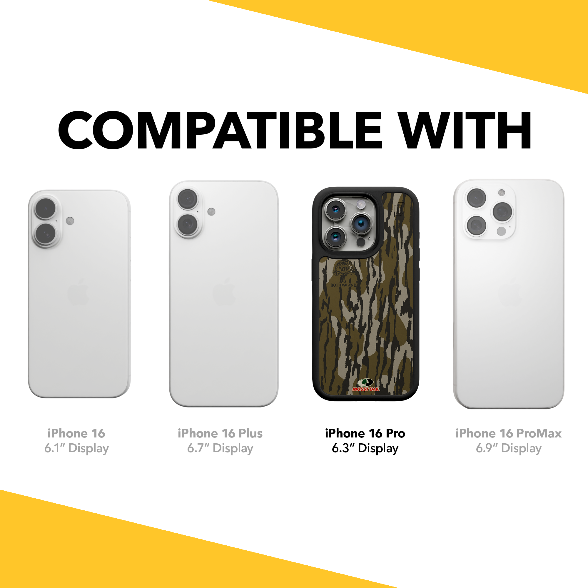 Shock-Absorbent MagSafe® Case for Apple iPhone 15 Pro | Mossy Oak Bottomland Camo Onyx Black