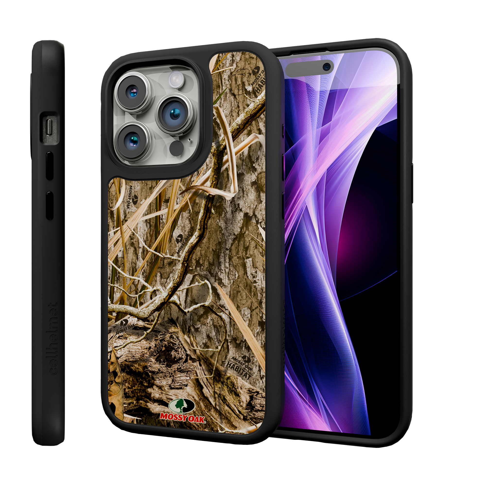 Shock-Absorbent MagSafe® Case for Apple iPhone 15 Pro | Mossy Oak Shadow Grass Camo Onyx Black