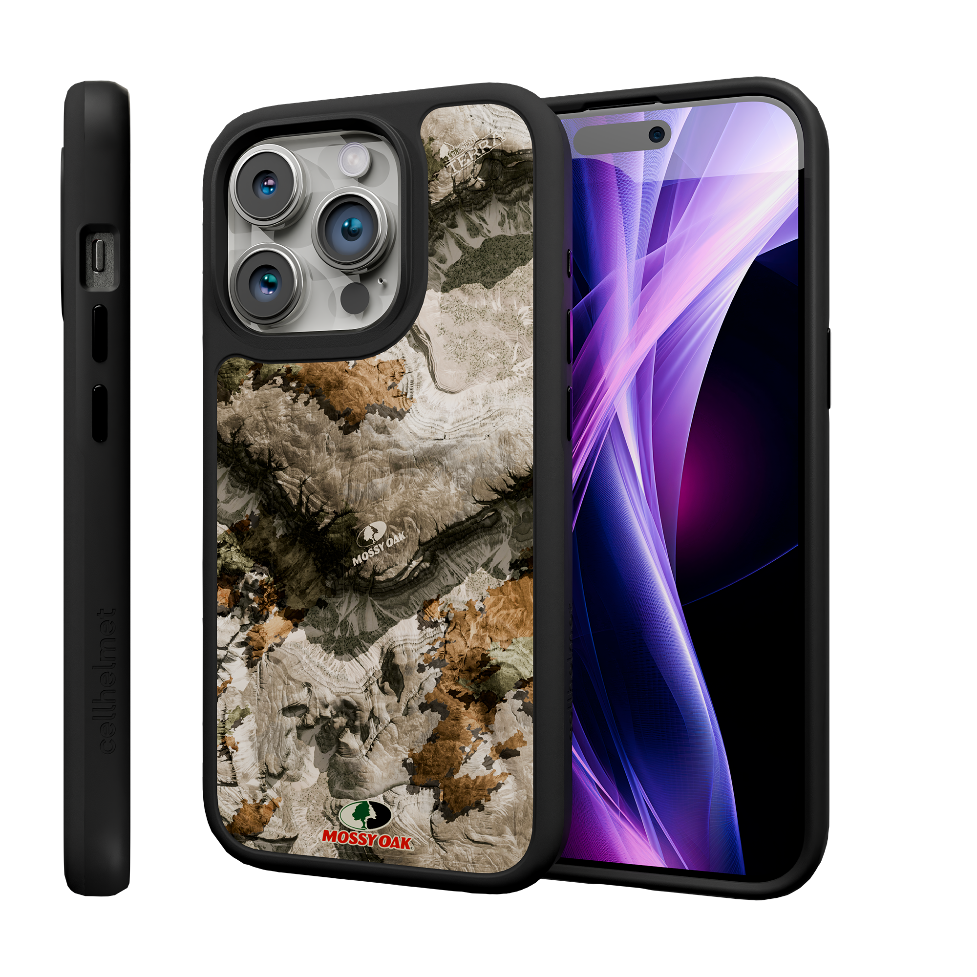 Shock-Absorbent MagSafe® Case for Apple iPhone 15 Pro | Mossy Oak Terra Gila Camo Onyx Black
