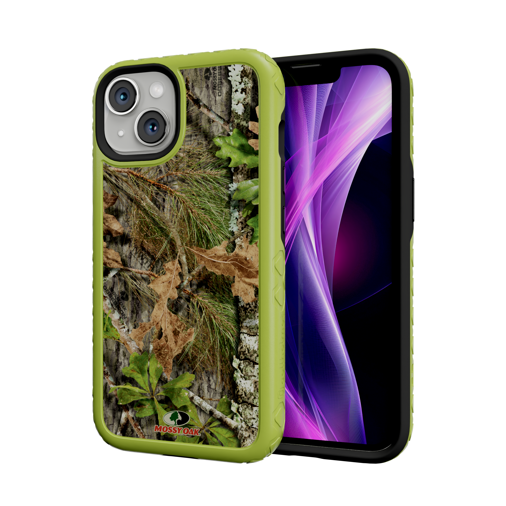 Mossy Oak | MagSafe Dual Layer Case for Apple iPhone 14 | Obsession | Fortitude Series Electric Lime