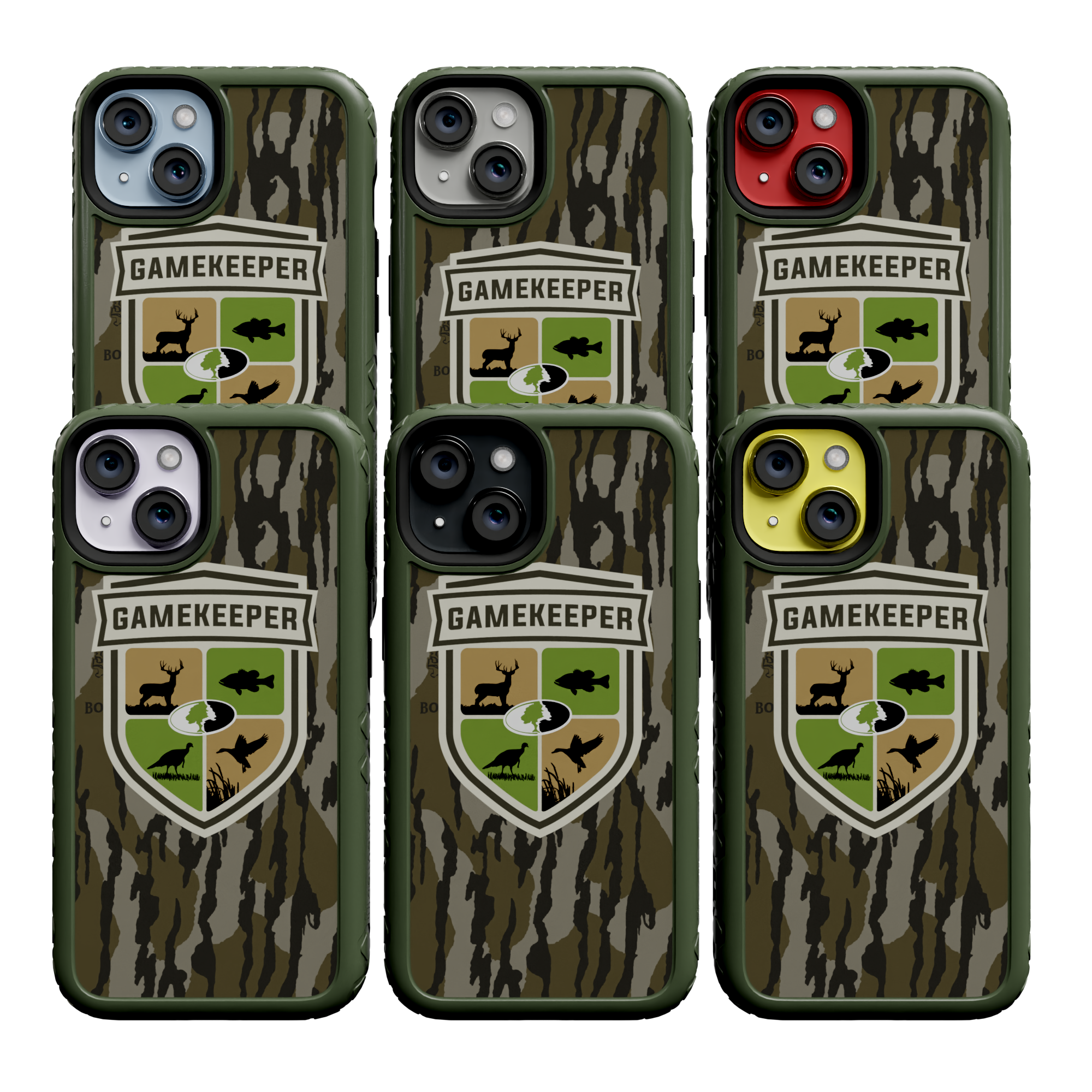 Shock-Absorbent MagSafe® Case for Apple iPhone 14 | Mossy Oak Gamekeeper Bottomland Camo