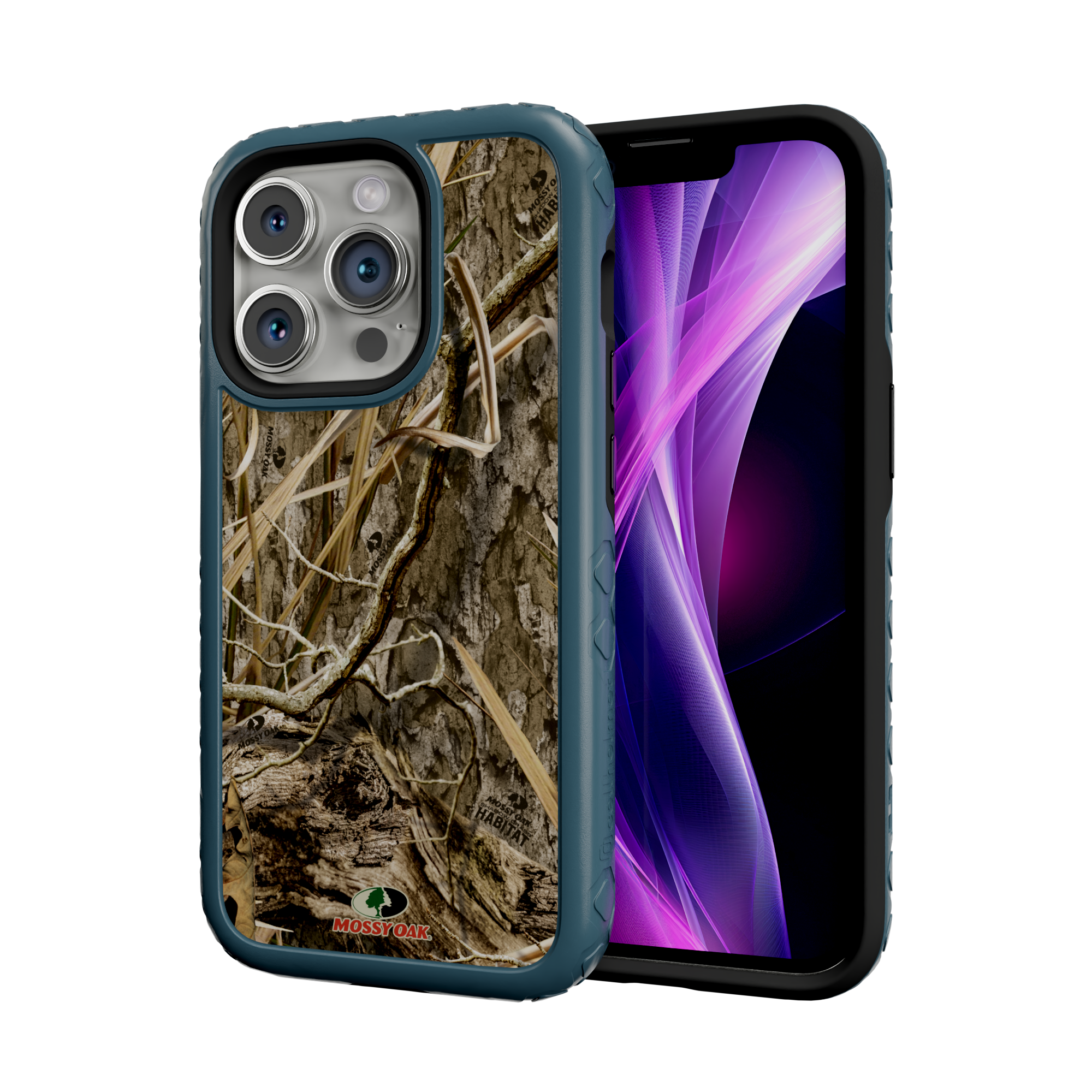 Mossy Oak MagSafe® Dual Layer Case for Apple iPhone 14 Pro - Shadow Grass Deep Sea Blue