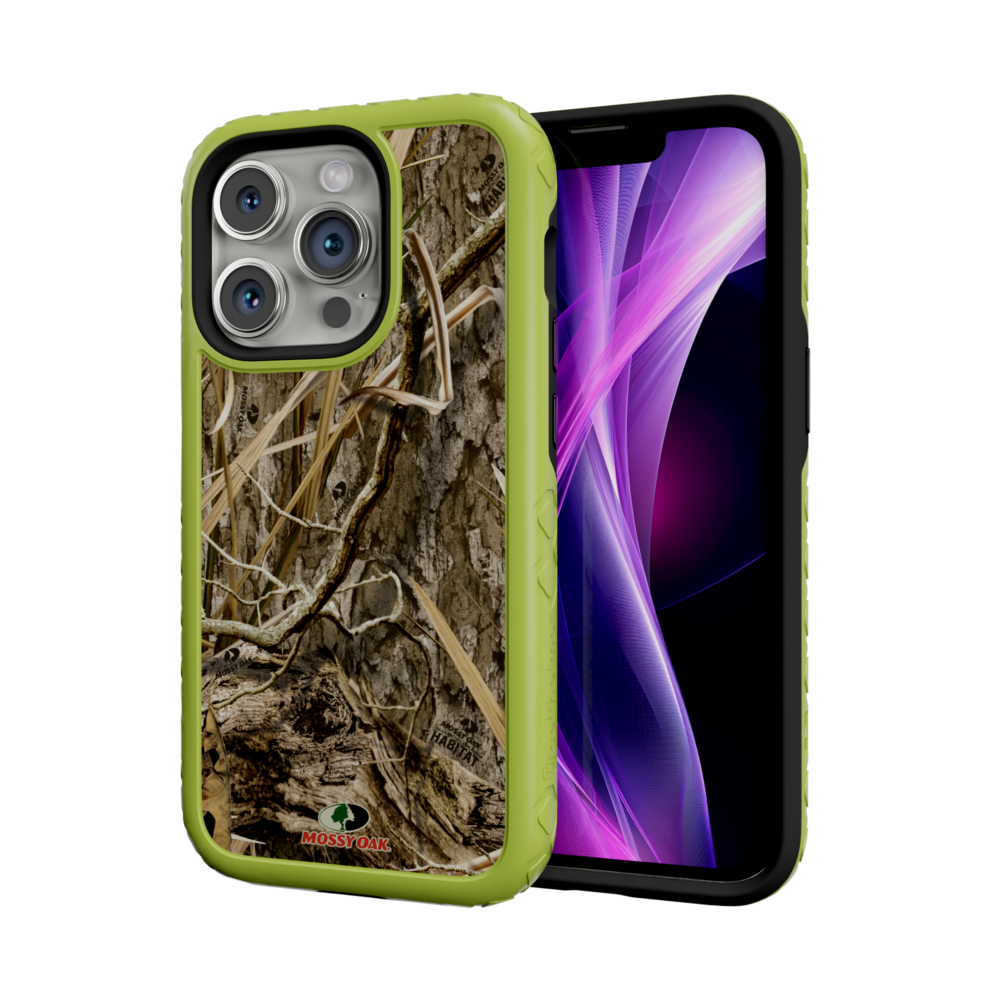 Mossy Oak MagSafe® Dual Layer Case for Apple iPhone 14 Pro - Shadow Grass Electric Lime