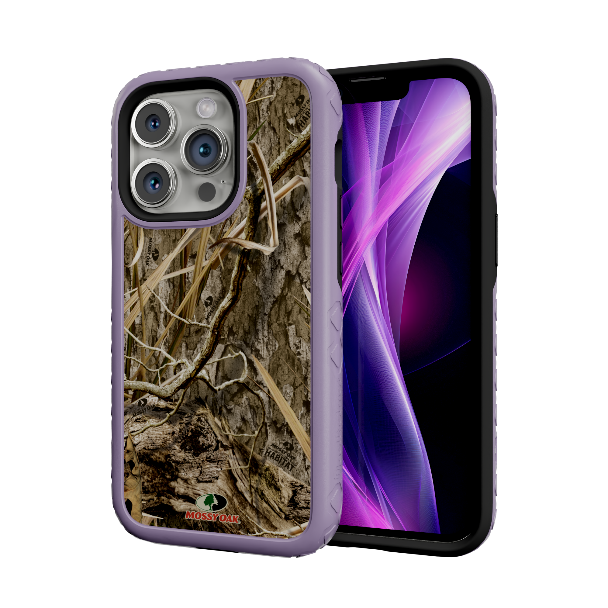 Mossy Oak MagSafe® Dual Layer Case for Apple iPhone 14 Pro - Shadow Grass Lilac Blossom Purple