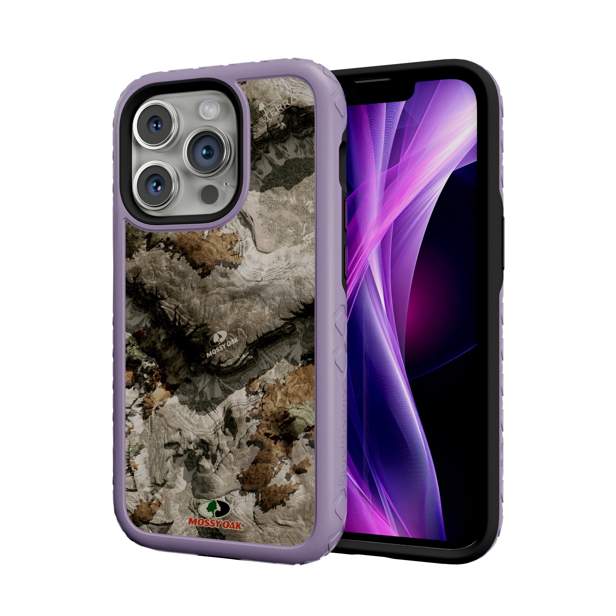 Mossy Oak MagSafe® Dual Layer Case for Apple iPhone 14 Pro - Terra Gila Lilac Blossom Purple