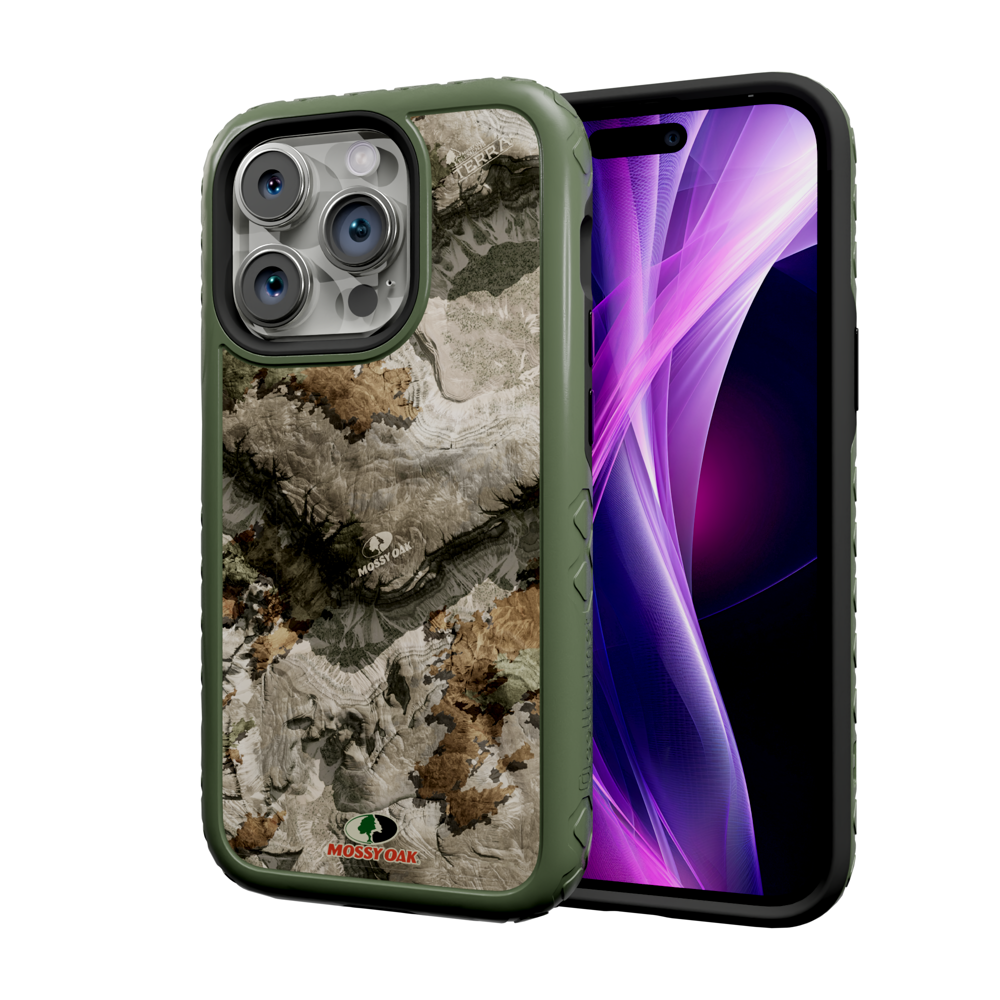 Mossy Oak MagSafe® Dual Layer Case for Apple iPhone 14 Pro - Terra Gila Olive Drab Green