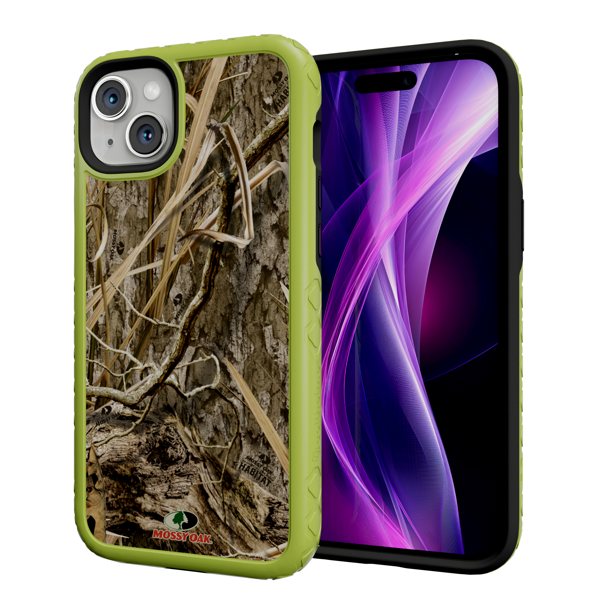 Mossy Oak MagSafe® Dual Layer Case for Apple iPhone 14 Plus- Shadow Grass Electric Lime