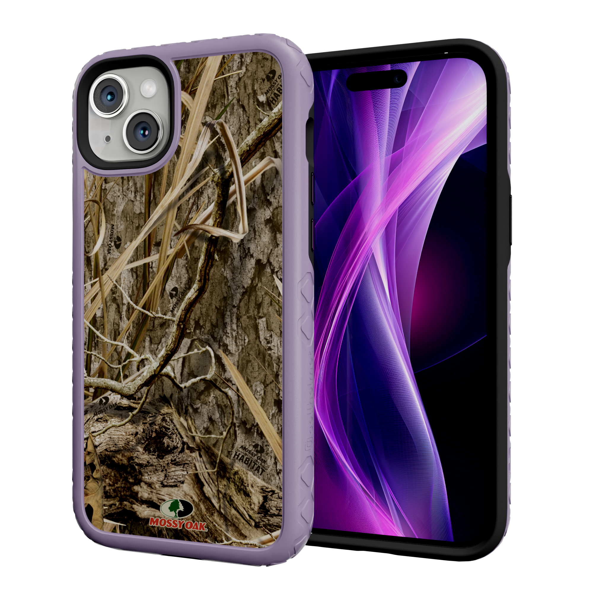 Mossy Oak MagSafe® Dual Layer Case for Apple iPhone 14 Plus- Shadow Grass Lilac Blossom Purple