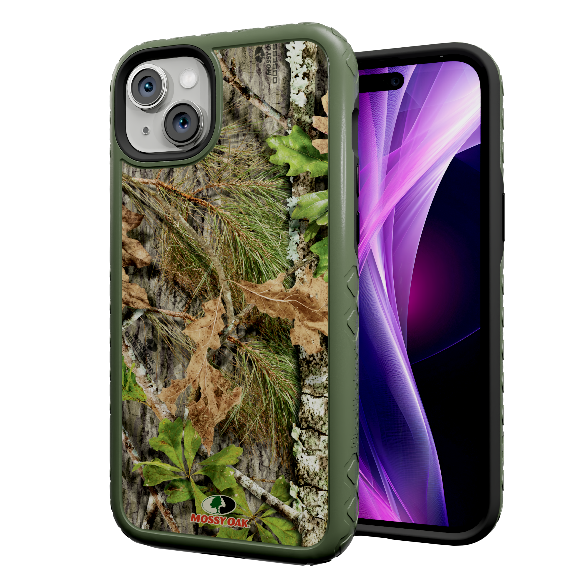 Mossy Oak | MagSafe Dual Layer Case for Apple iPhone 14 Plus | Obsession | Fortitude Series Olive Drab Green