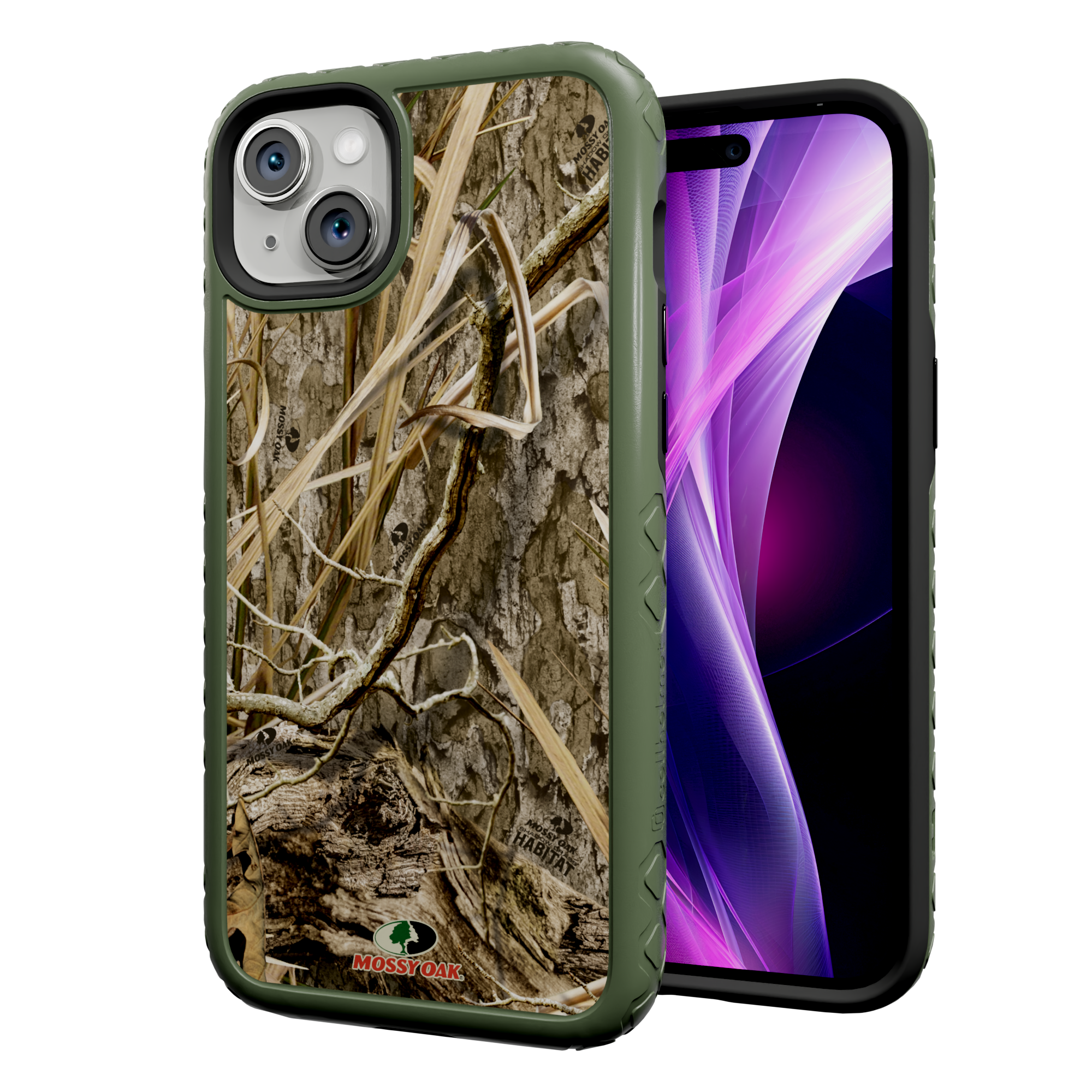 Mossy Oak MagSafe® Dual Layer Case for Apple iPhone 14 Plus- Shadow Grass Olive Drab Green