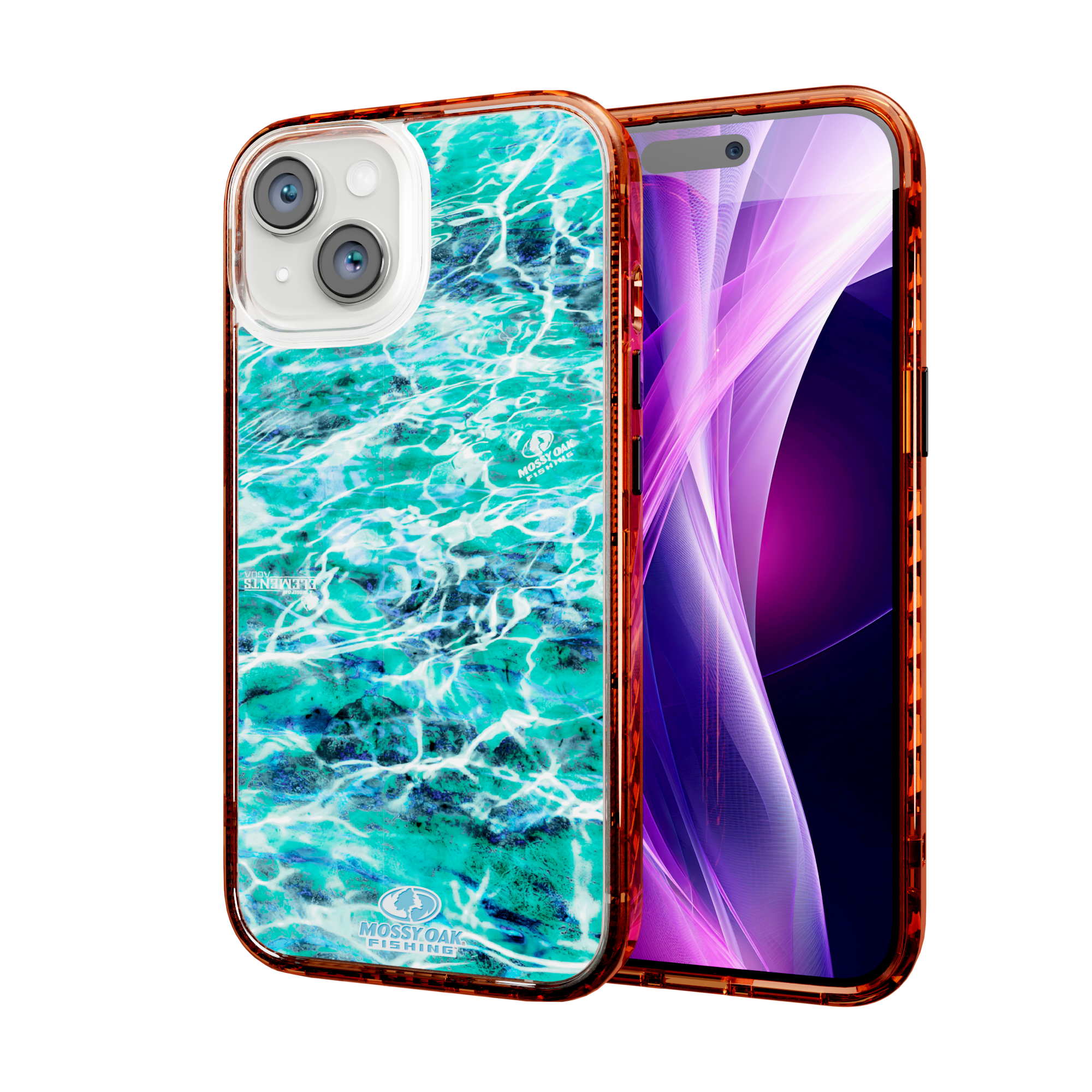 Mossy Oak Magnitude Series for Apple iPhone 14 - Agua Seafoam Blaze Orange