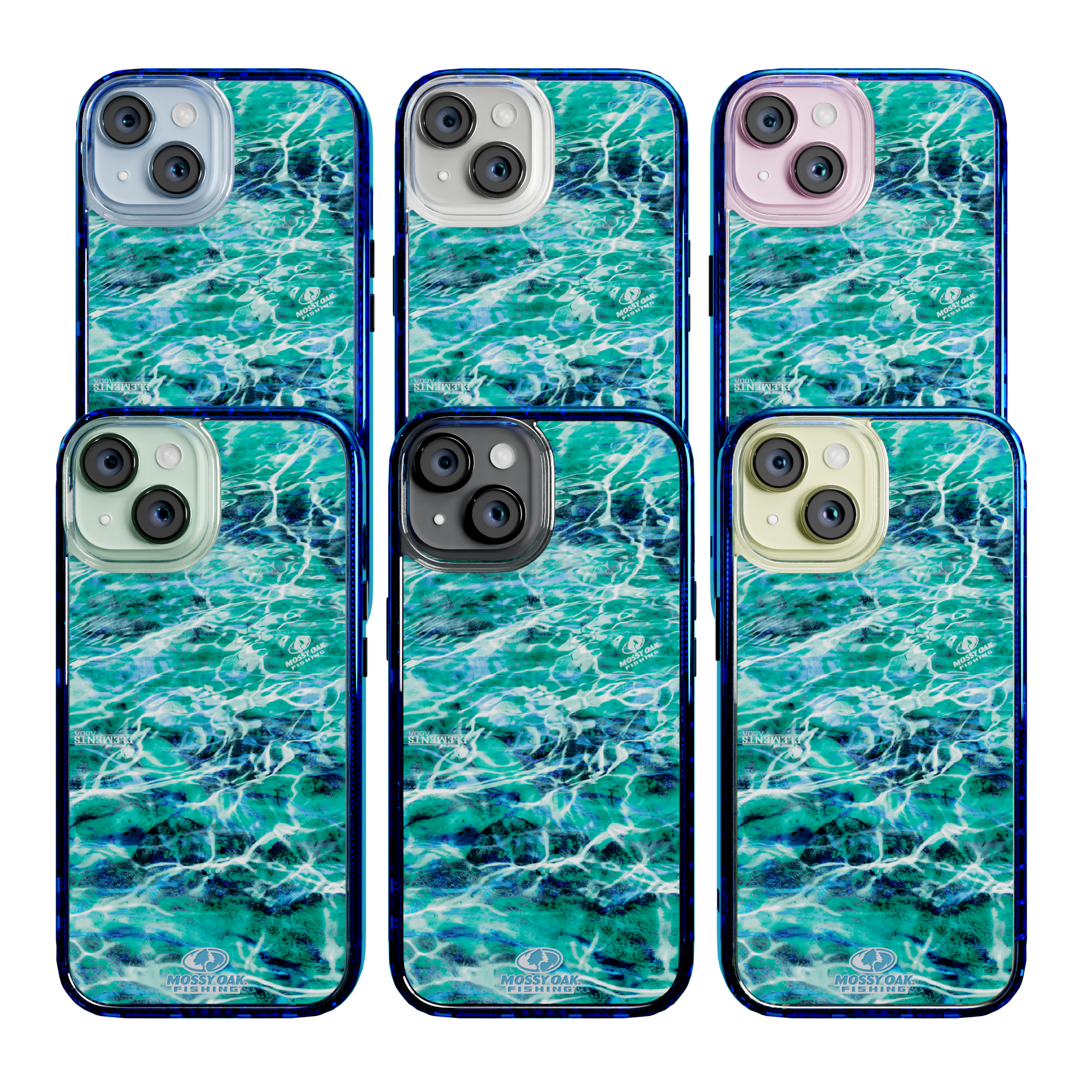 Mossy Oak Magnitude Series for Apple iPhone 15 - Agua Seafoam Bermuda Blue
