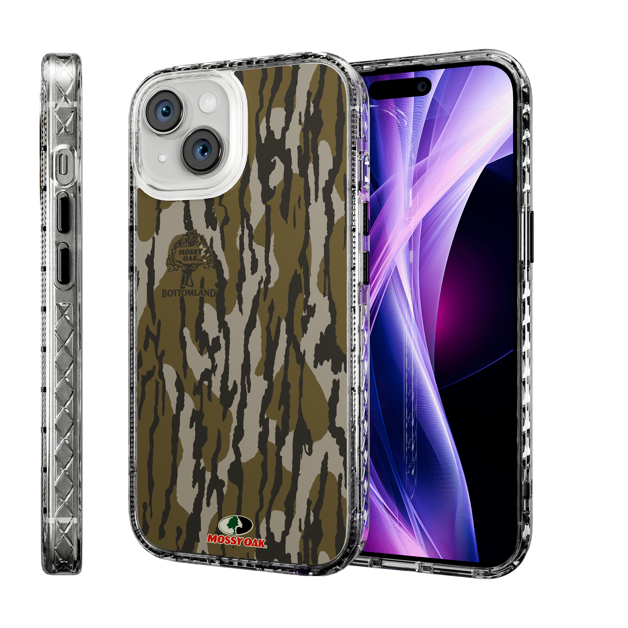 Slim MagSafe® Case for Apple iPhone 15 | Mossy Oak Bottomland Camo Crystal Clear
