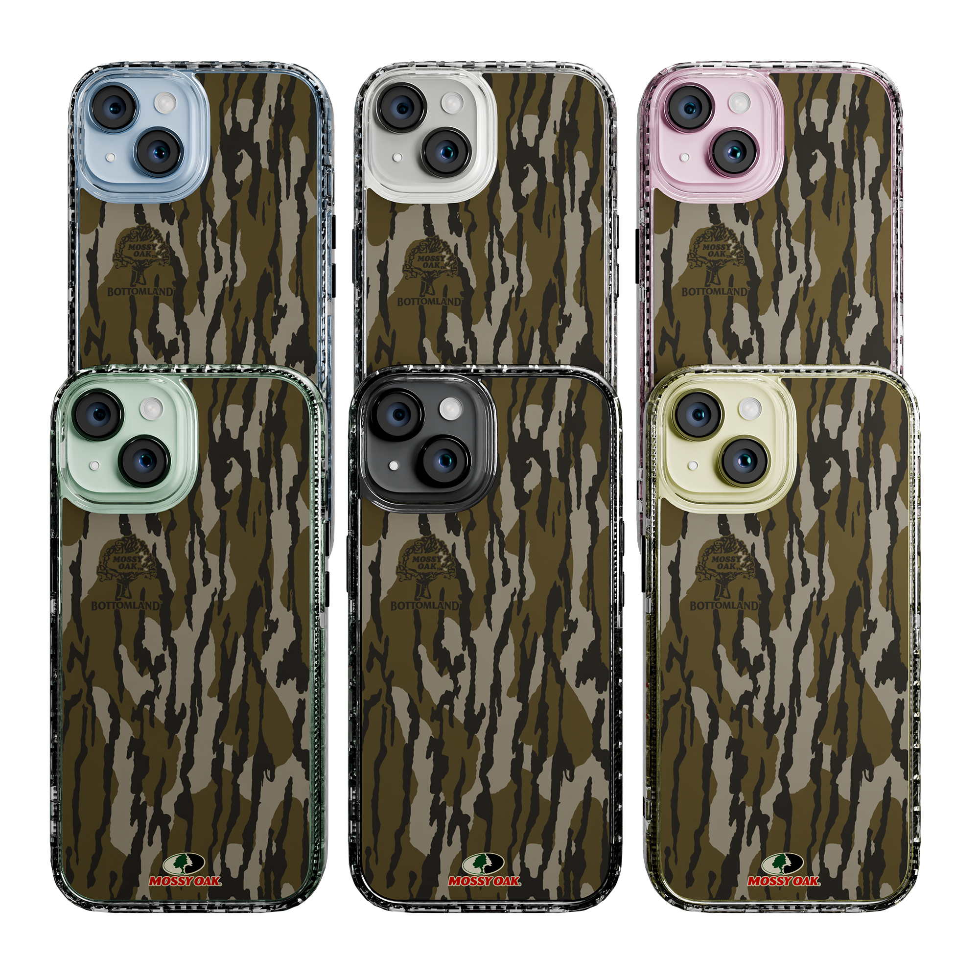 Slim MagSafe® Case for Apple iPhone 15 | Mossy Oak Bottomland Camo Crystal Clear