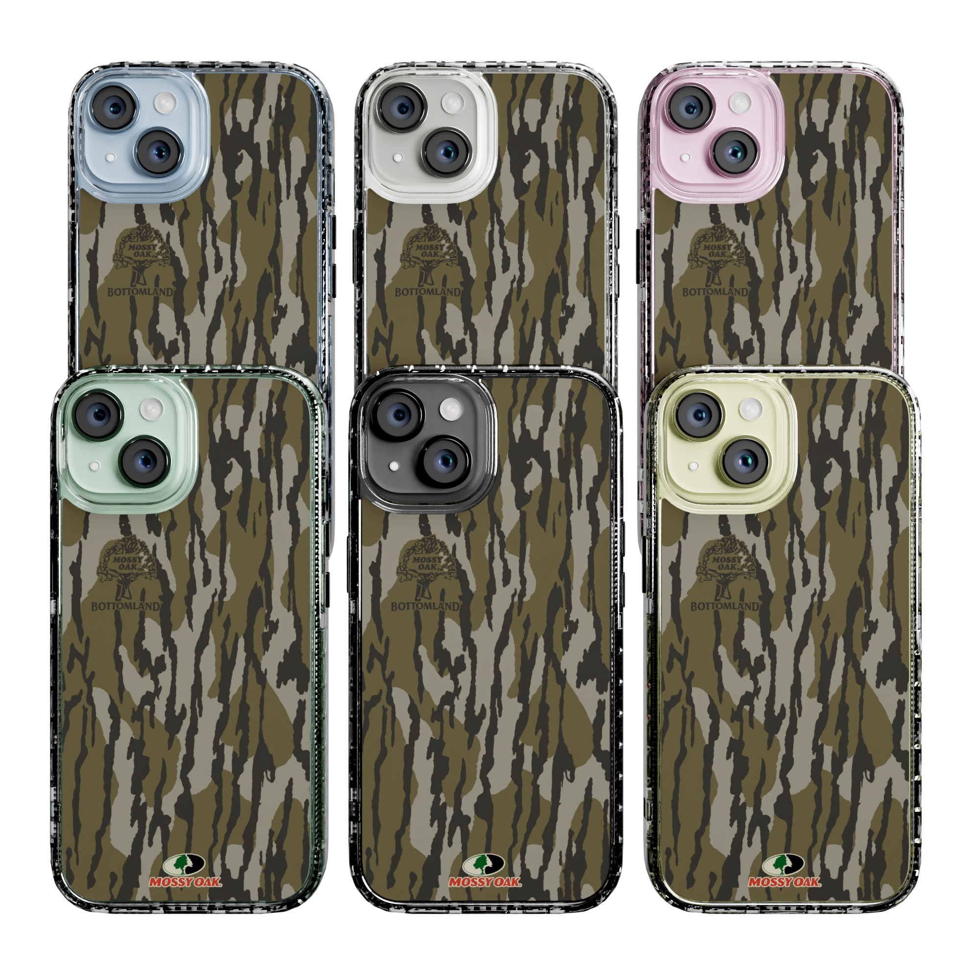 Mossy Oak Magnitude Case for Apple iPhone 15 - Bottomland Orig Crystal Clear