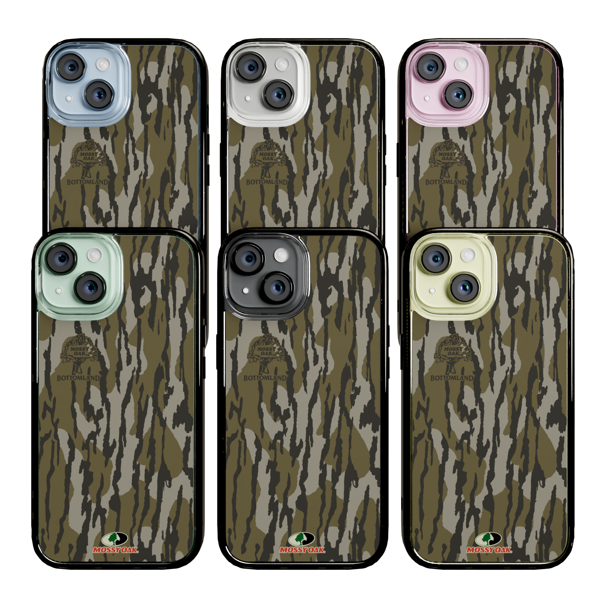 Mossy Oak Magnitude Case for Apple iPhone 15 - Bottomland Orig Onyx Black
