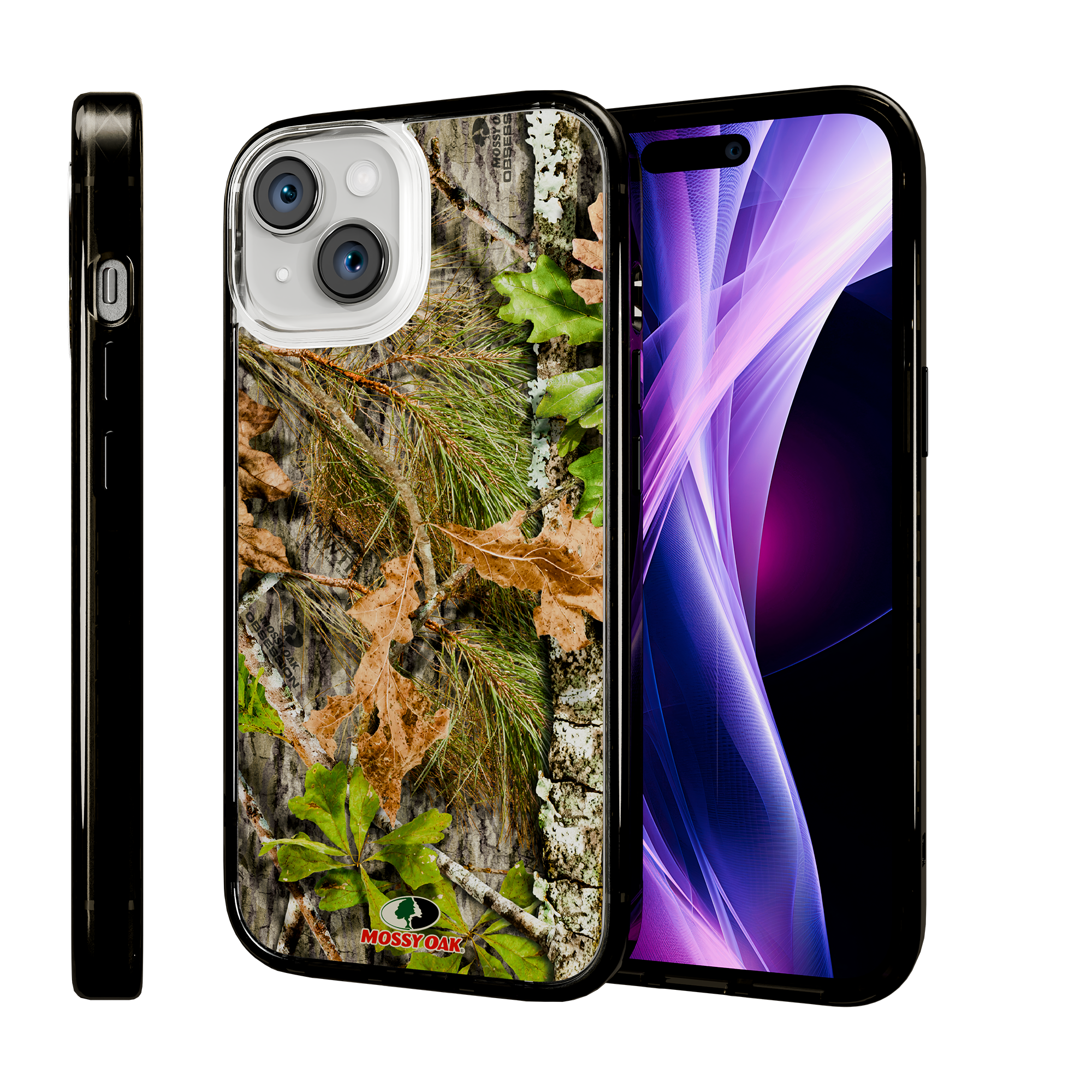 Slim MagSafe® Case for Apple iPhone 15 | Mossy Oak Obbsession Camo Onyx Black