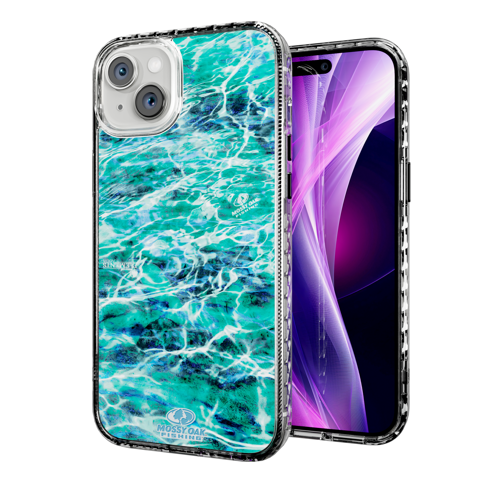 Mossy Oak Magnitude Series for Apple iPhone 15 Plus - Agua Seafoam Crystal Clear