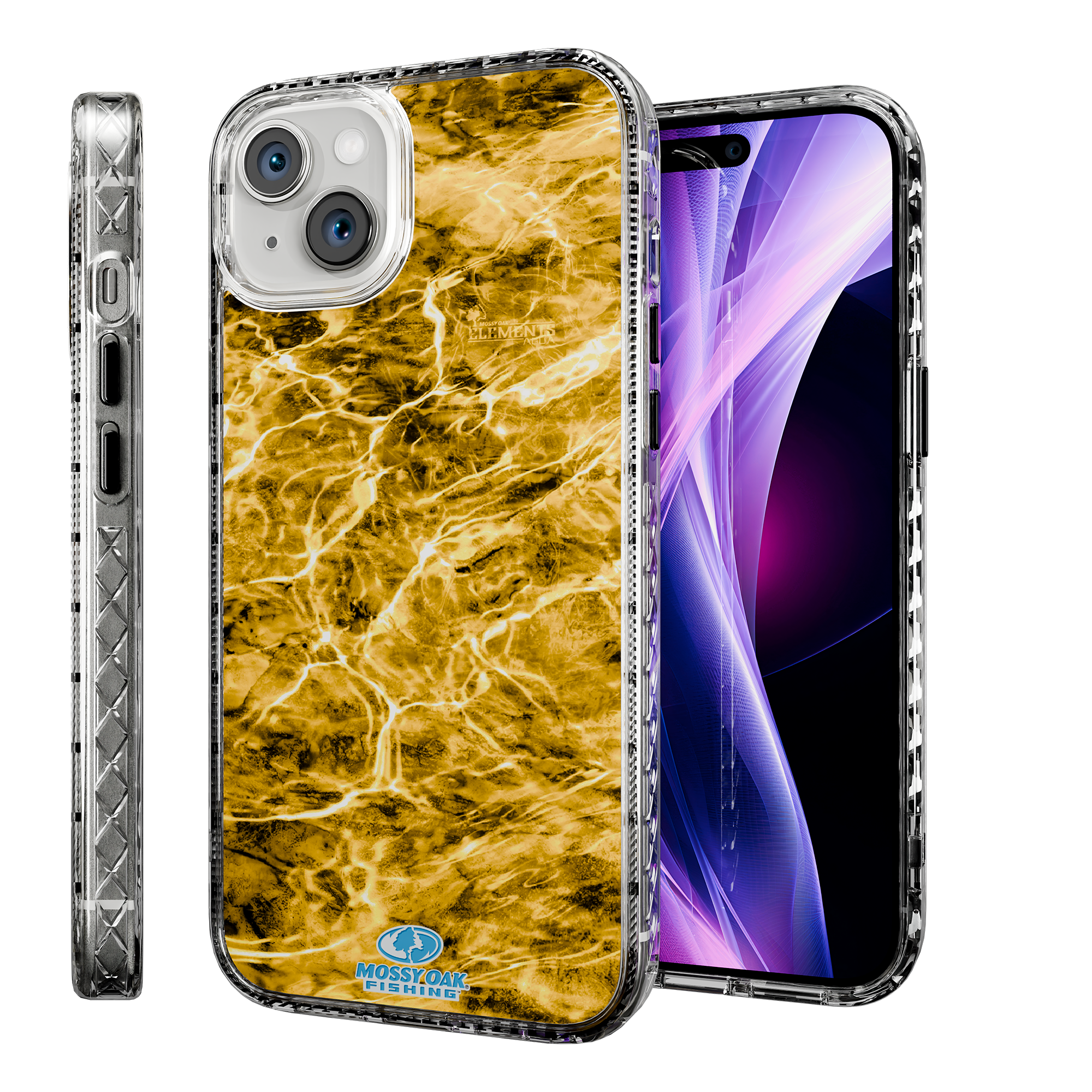 Slim MagSafe® Case for Apple iPhone 15 Plus | Mossy Oak Agua Yellowfin Camo Crystal Clear