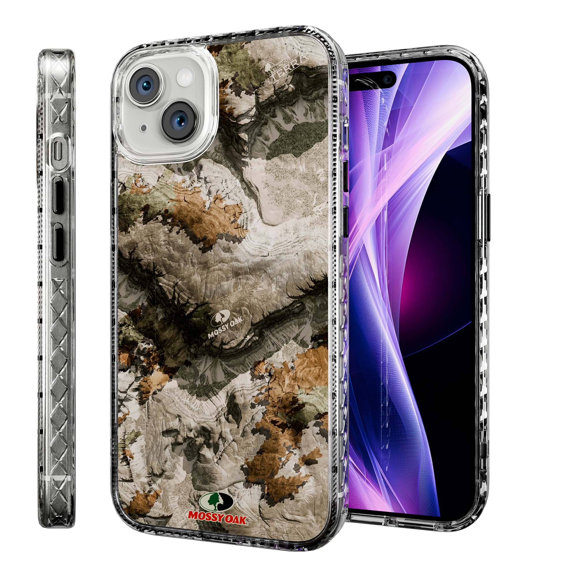 Slim MagSafe® Case for Apple iPhone 15 Plus | Mossy Oak Terra Gila Camo Crystal Clear