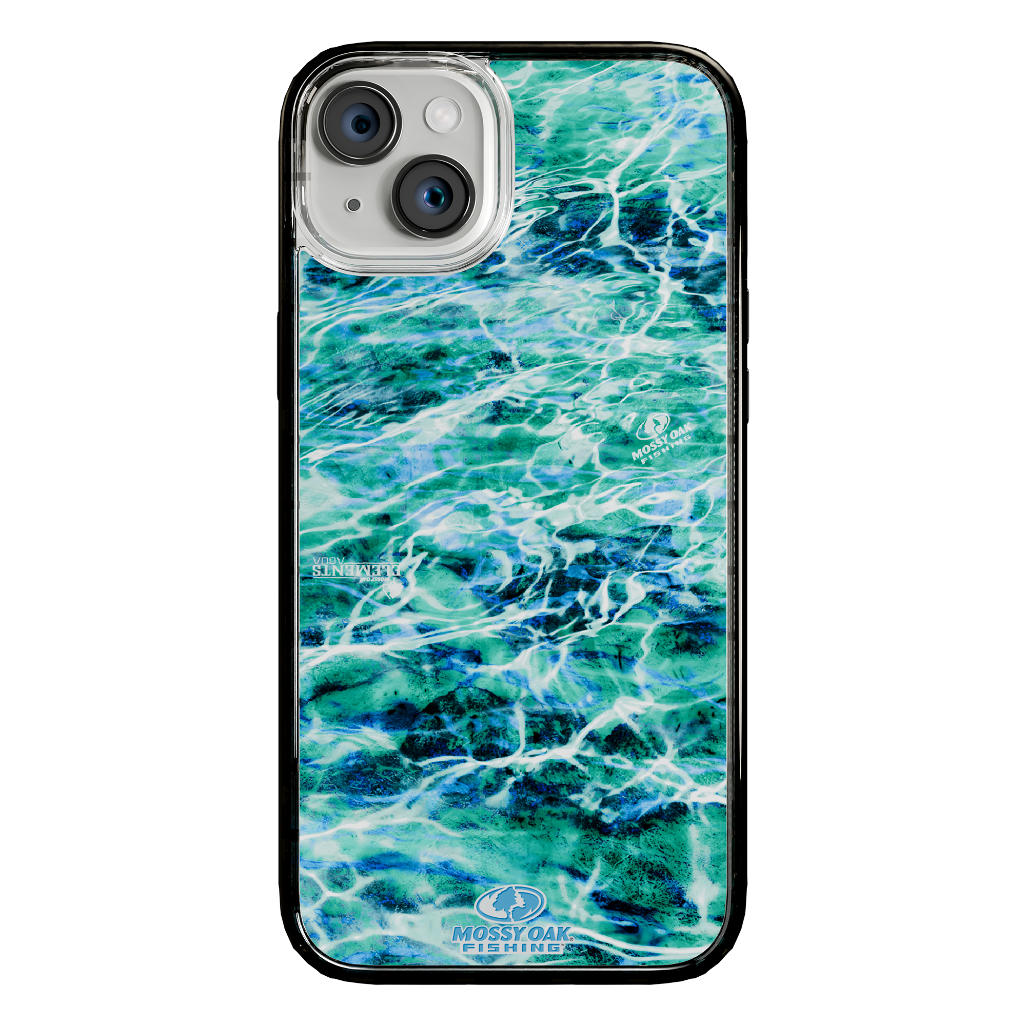 Slim MagSafe® Case for Apple iPhone 15 Plus | Mossy Oak Agua Seafoam Blue Camo Onyx Black