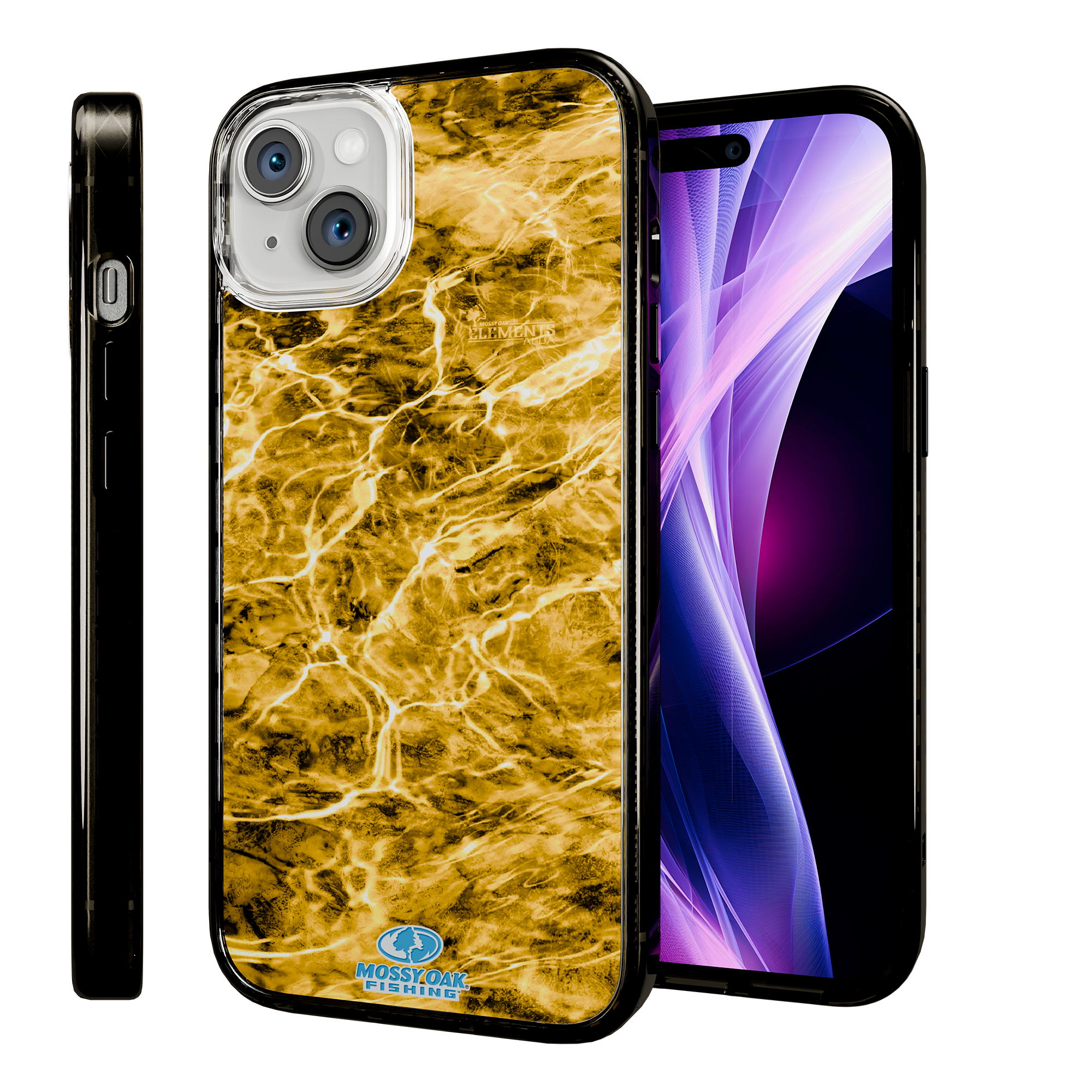 Slim MagSafe® Case for Apple iPhone 15 Plus | Mossy Oak Agua Yellowfin Camo Onyx Black