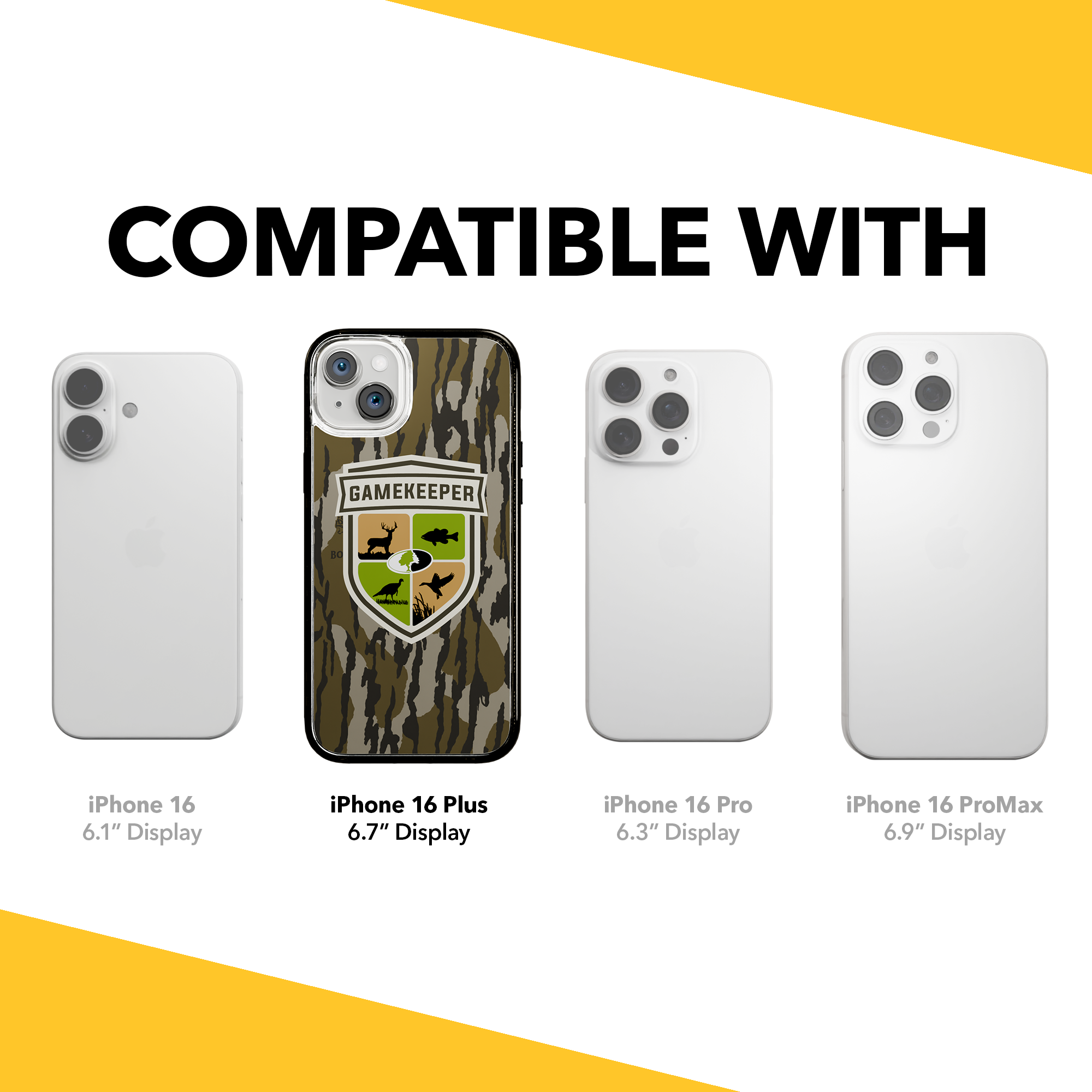 Slim MagSafe® Case for Apple iPhone 15 Plus | Mossy Oak Gamekeeper Bottomland Camo Onyx Black