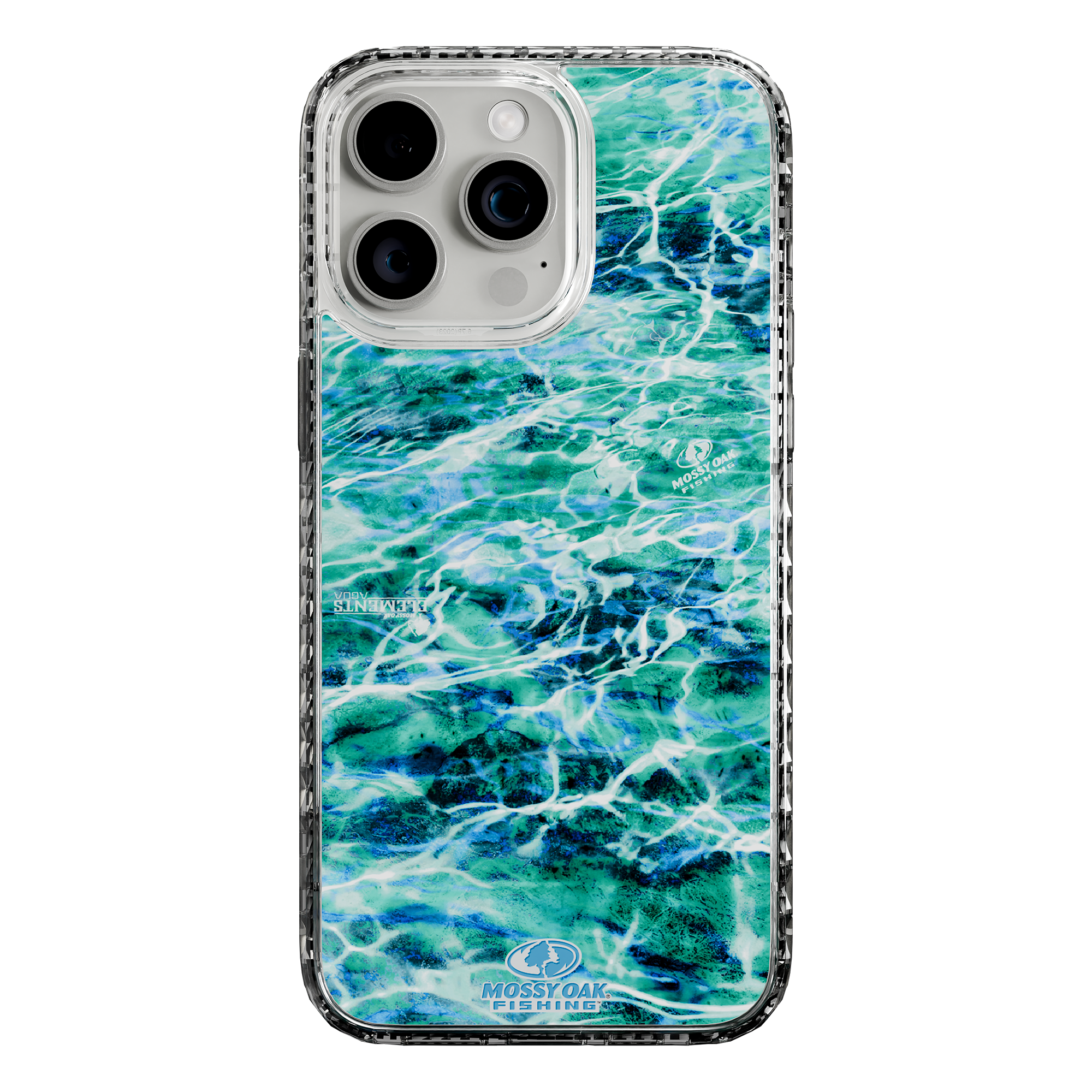 Slim MagSafe® Case for Apple iPhone 15 Pro Max | Mossy Oak Agua Seafoam Blue Camo Crystal Clear
