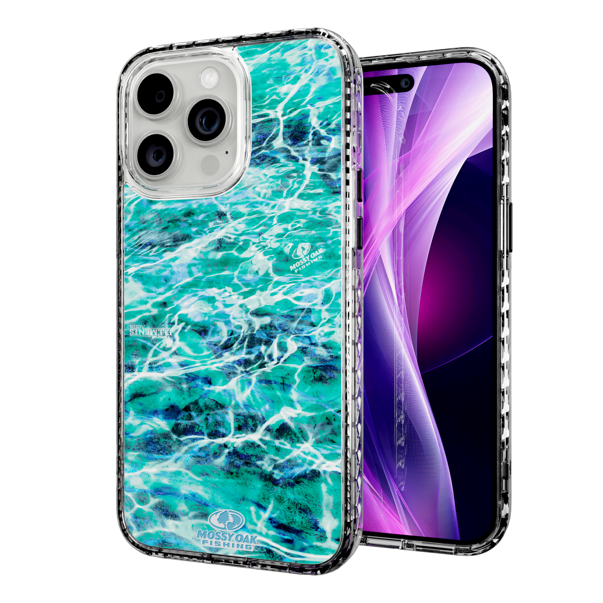 Mossy Oak Magnitude Series for Apple iPhone 15 Pro Max - Agua Seafoam Crystal Clear