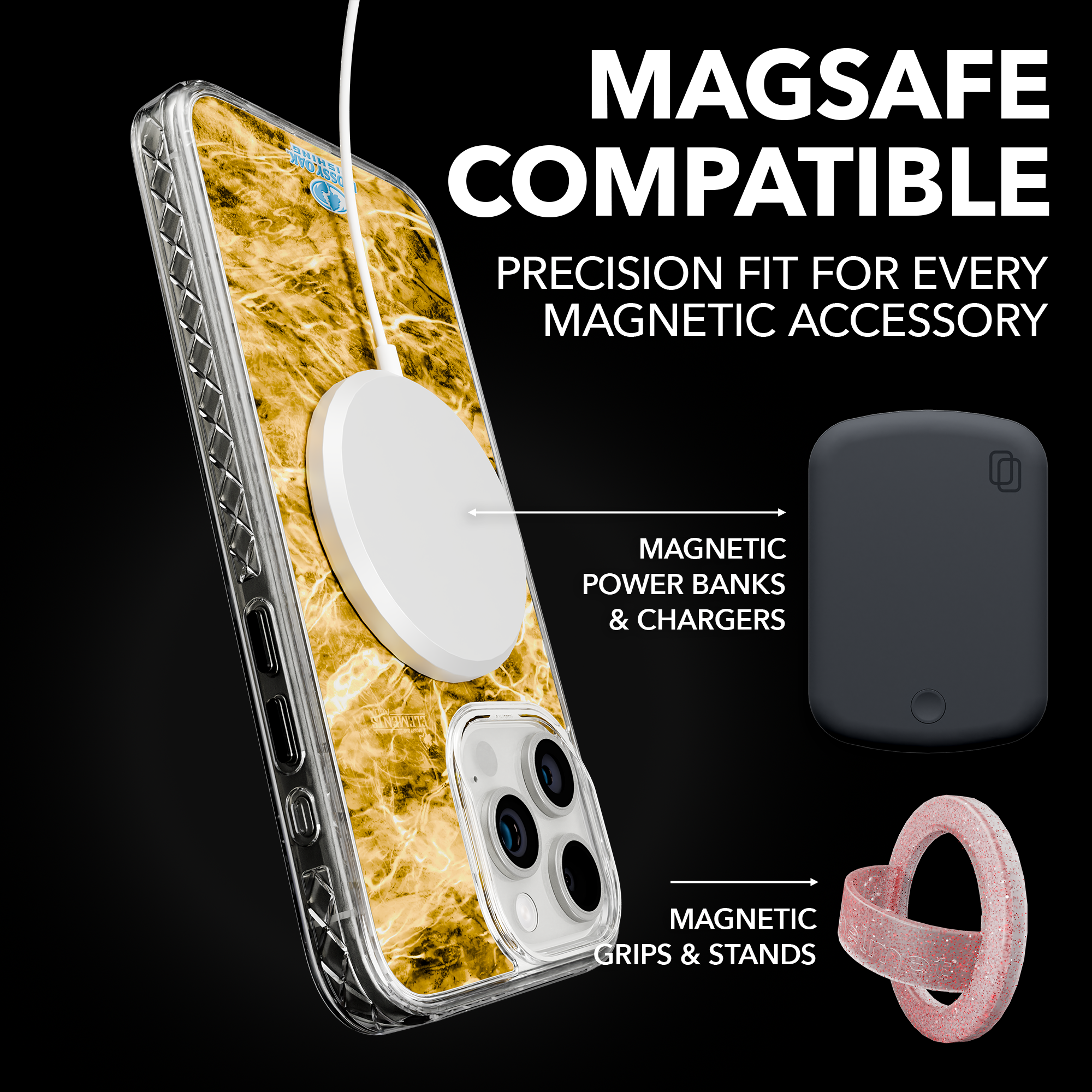 Slim MagSafe® Case for Apple iPhone 15 Pro Max | Mossy Oak Agua Yellowfin Camo Crystal Clear