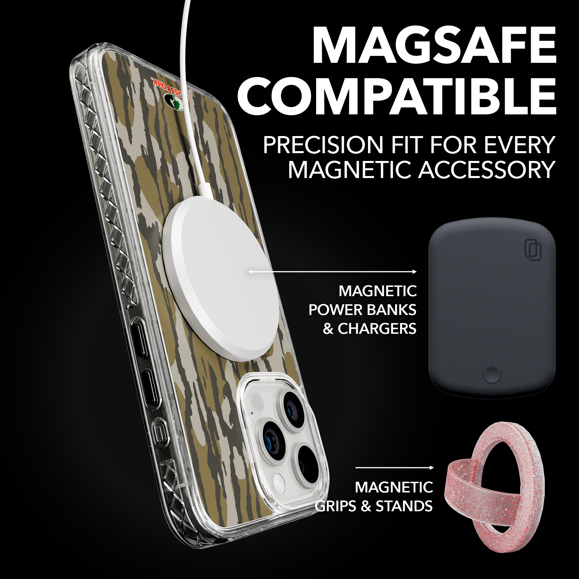 Slim MagSafe® Case for Apple iPhone 15 Pro Max | Mossy Oak Bottomland Camo Crystal Clear