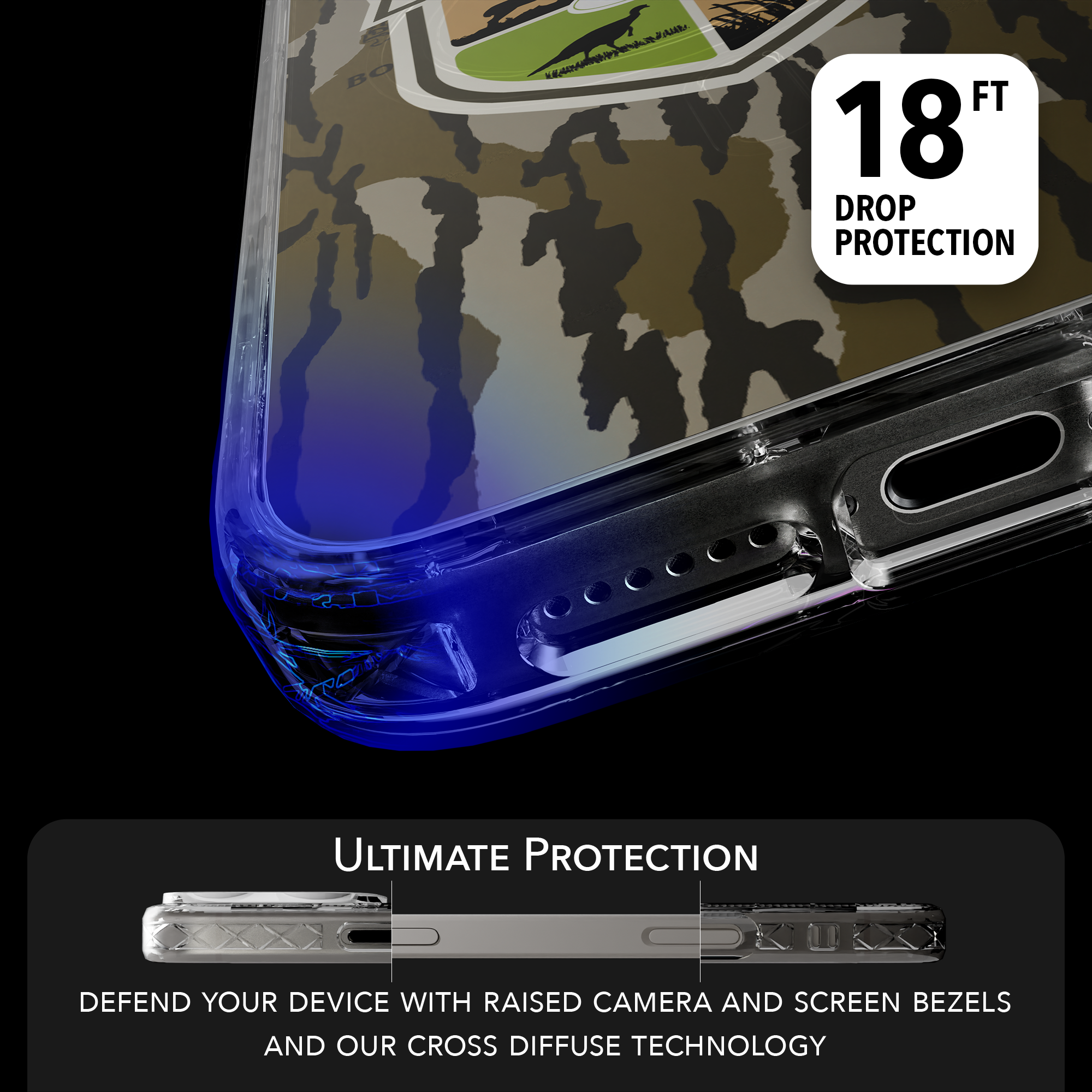 Slim MagSafe® Case for Apple iPhone 15 Pro Max | Mossy Oak Gamekeeper Bottomland Camo Crystal Clear