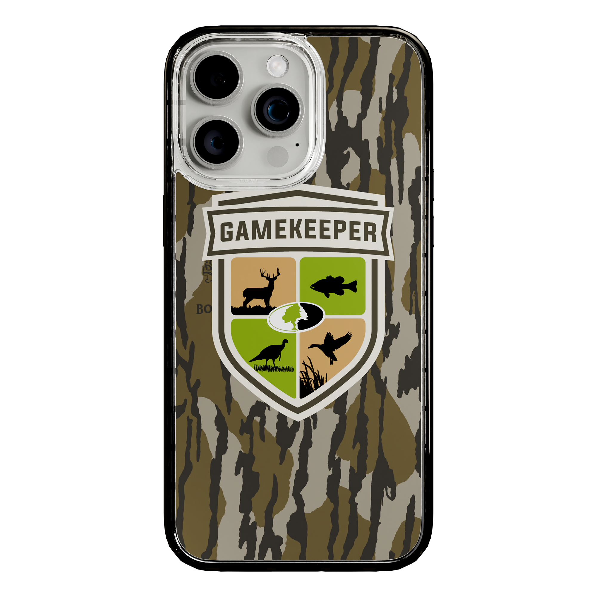 Slim MagSafe® Case for Apple iPhone 15 Pro Max | Mossy Oak Gamekeeper Bottomland Camo Onyx Black