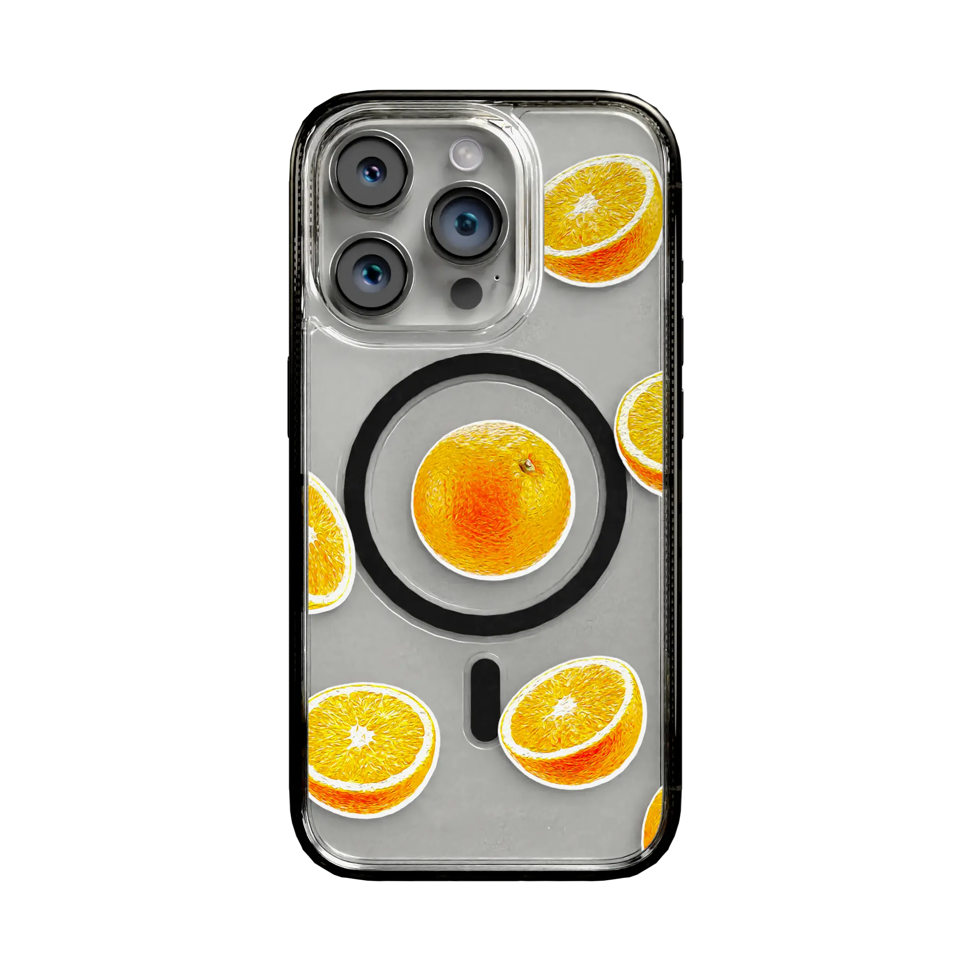 Apple-iPhone-15-Pro-Onyx-Black Orange Zest | Protective MagSafe Case | Fruits Collection for Apple iPhone 15 Series cellhelmet cellhelmet