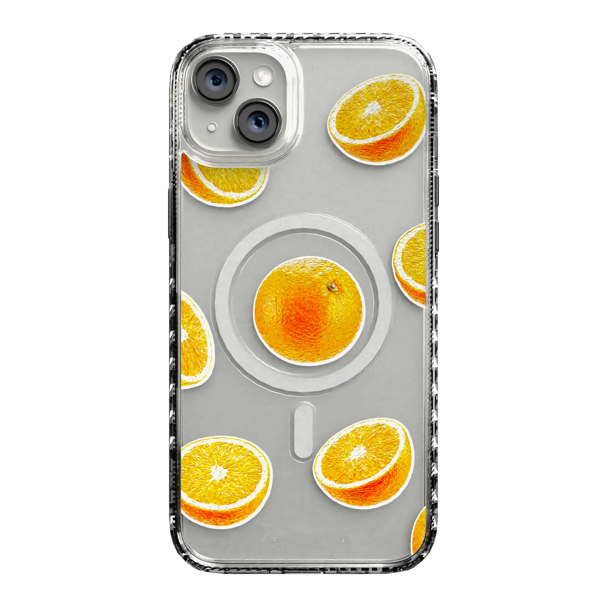 Apple-iPhone-15-Plus-Crystal-Clear Orange Zest | Protective MagSafe Case | Fruits Collection for Apple iPhone 15 Series cellhelmet cellhelmet