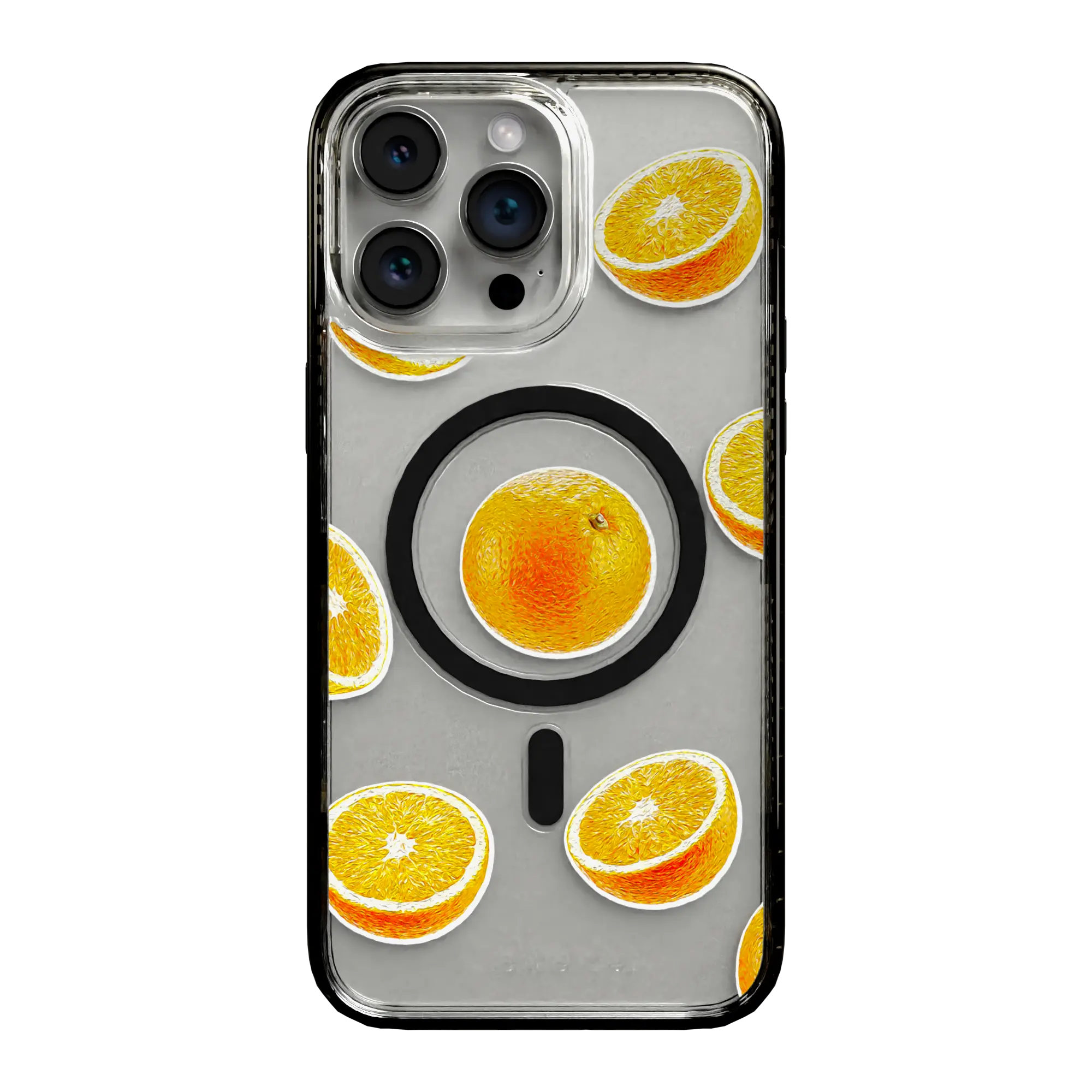 Apple-iPhone-15-Pro-Max-Onyx-Black Orange Zest | Protective MagSafe Case | Fruits Collection for Apple iPhone 15 Series cellhelmet cellhelmet