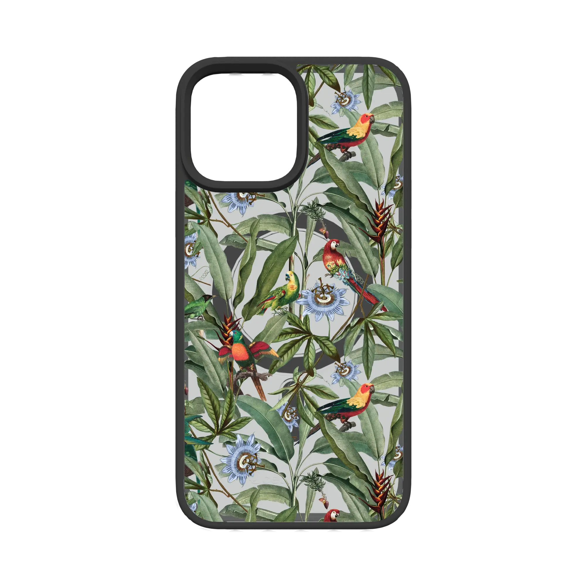 Apple-iPhone-13-Pro-Max-Crystal-Clear Parrot Haven | Protective MagSafe Parrot Floral Case | Birds and Bees Collection for Apple iPhone 13 Series cellhelmet cellhelmet