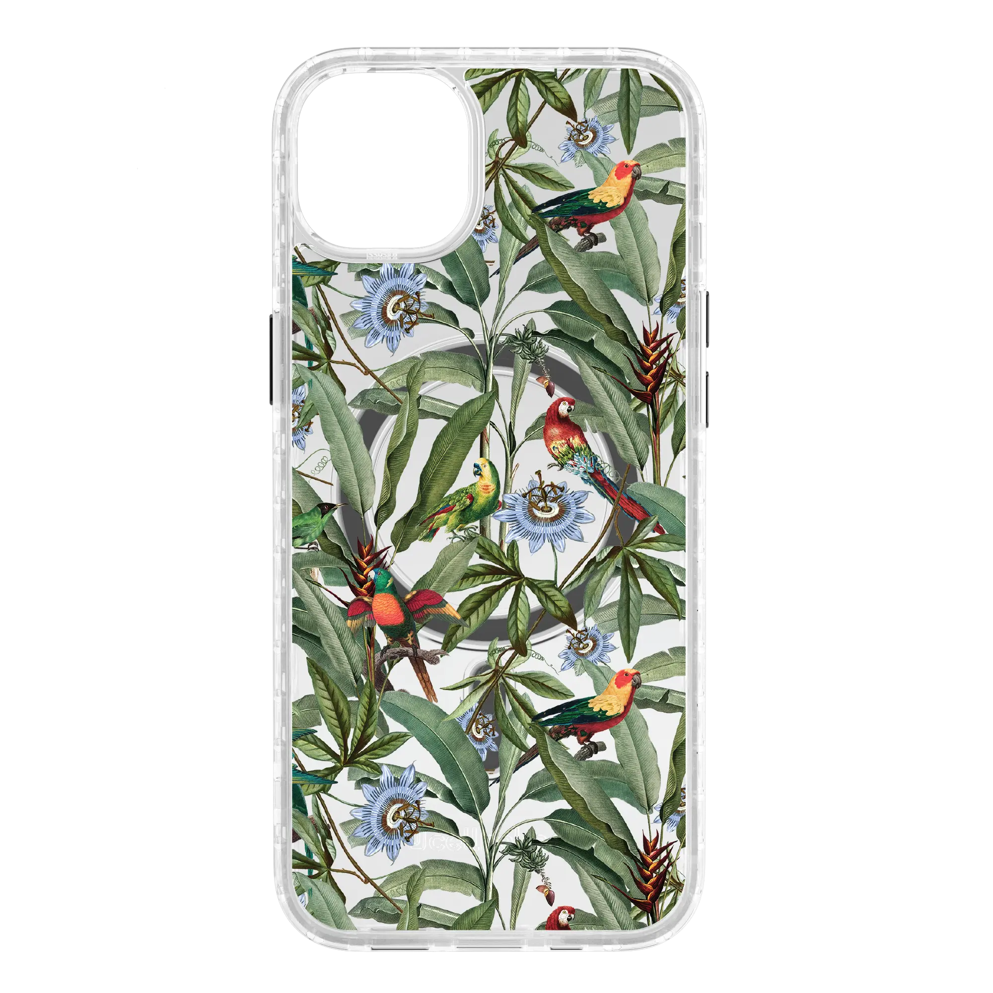 Apple-iPhone-14-Plus-Crystal-Clear Parrot Haven | Protective MagSafe Parrot Floral Case | Birds and Bees Series for Apple iPhone 14 Series cellhelmet cellhelmet