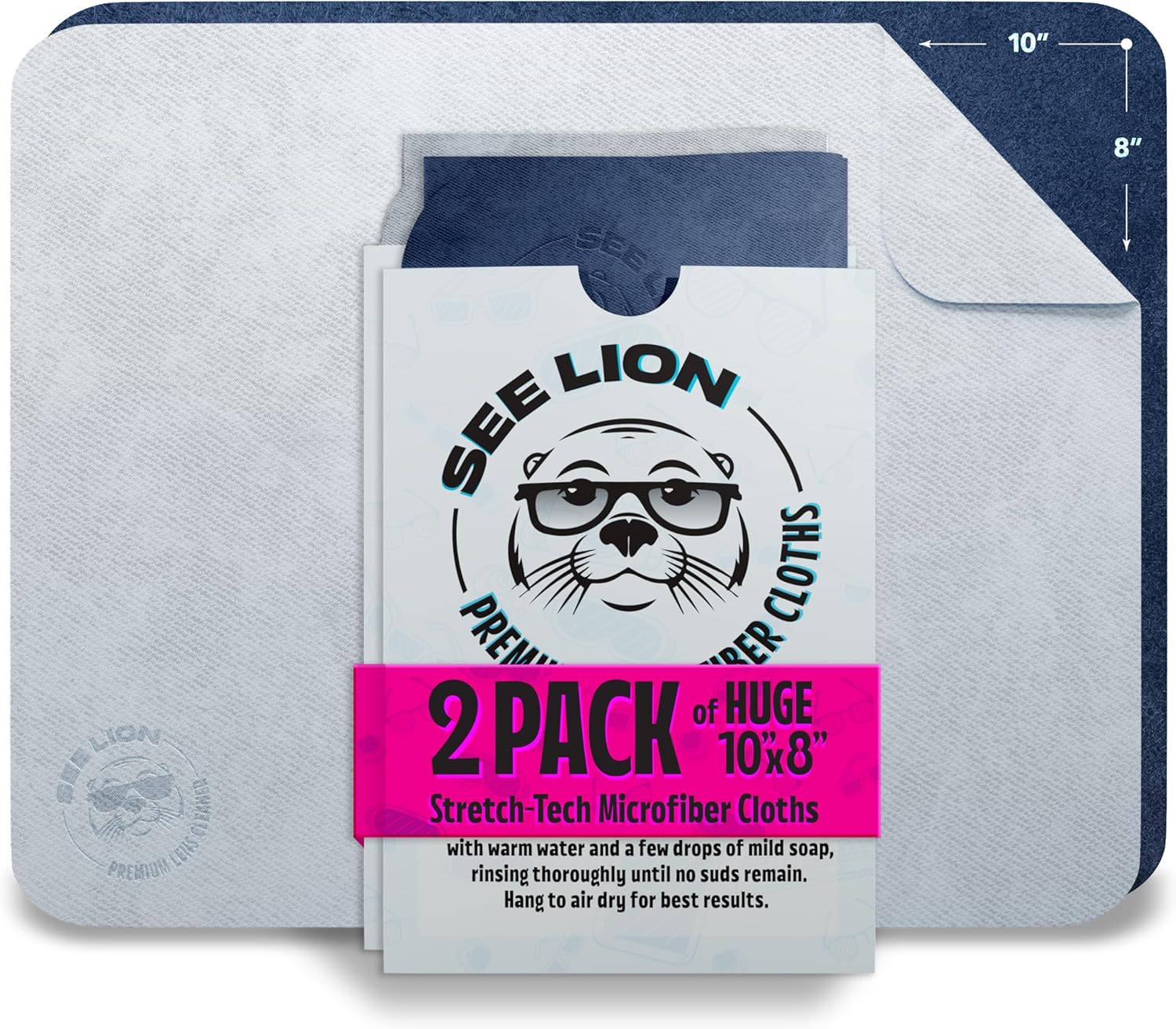 See Lion Swipes | Premium 8x10" Microfiber Lens Cleaning Cloth | Washable, Reusable & Scratch-Free