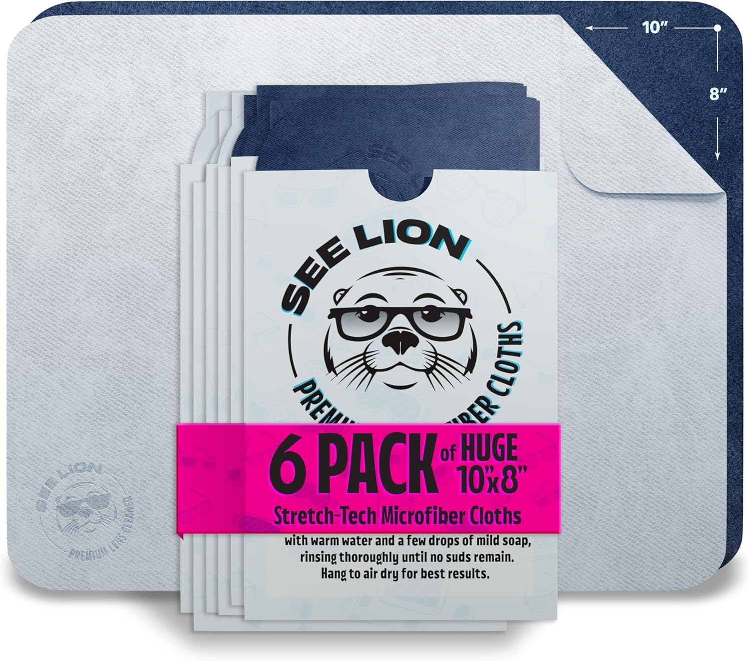 See Lion Swipes | Premium 8x10" Microfiber Lens Cleaning Cloth | Washable, Reusable & Scratch-Free