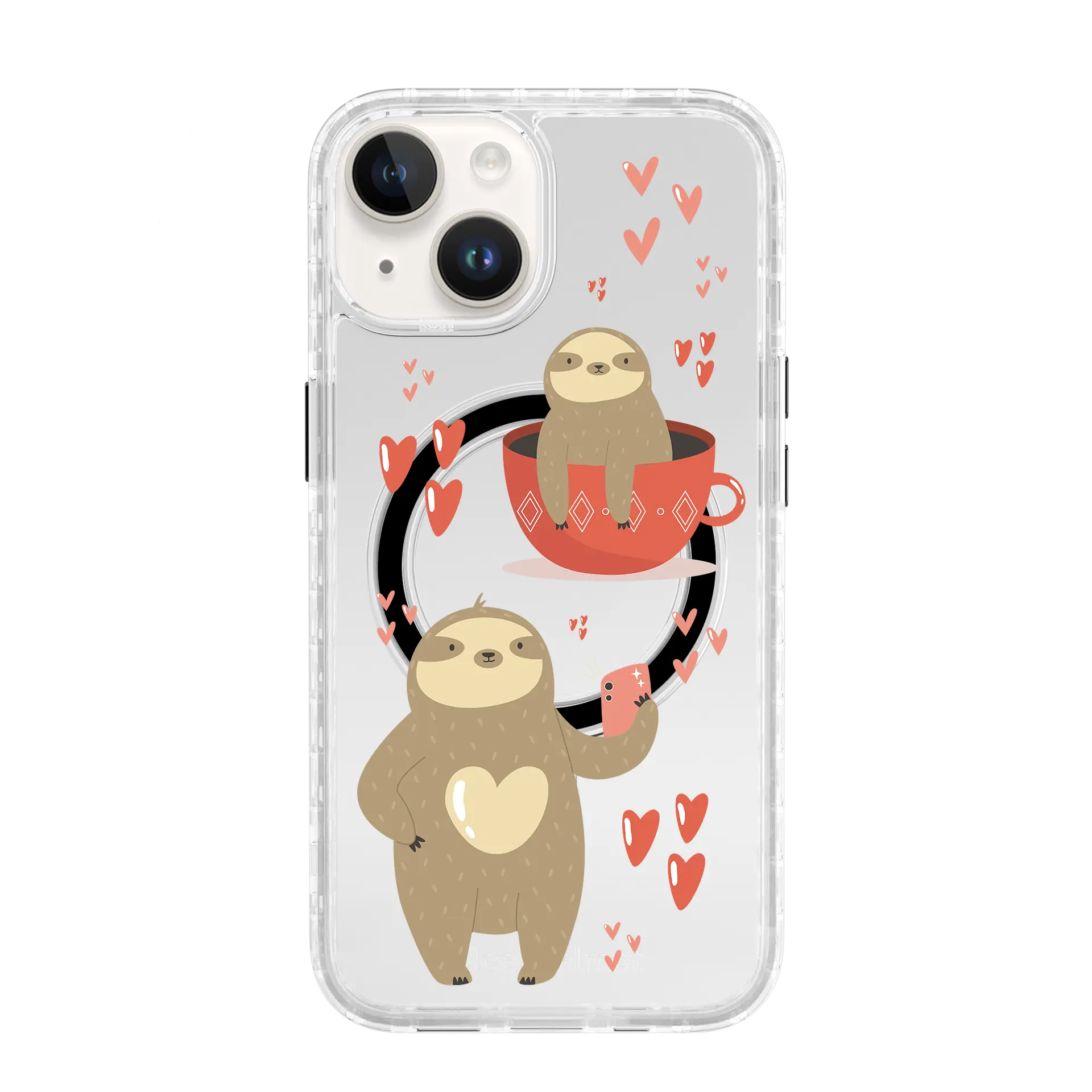 AppleiPhone14CrystalClear Sloth Haven | Friendly Sloths Series | Custom MagSafe Case Design for Apple iPhone 14 Series cellhelmet cellhelmet