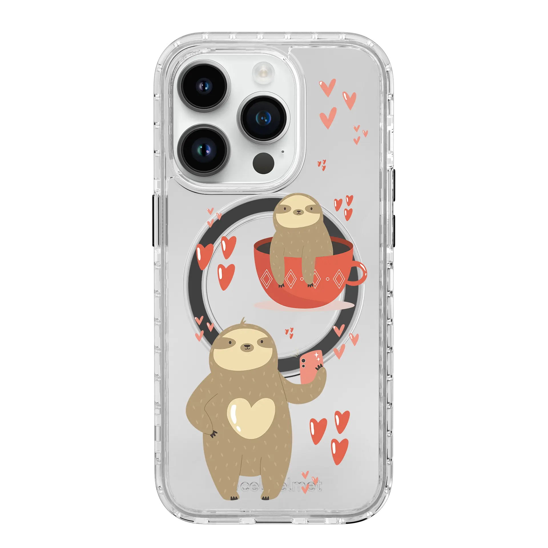 AppleiPhone14ProCrystalClear Sloth Haven | Friendly Sloths Series | Custom MagSafe Case Design for Apple iPhone 14 Series cellhelmet cellhelmet