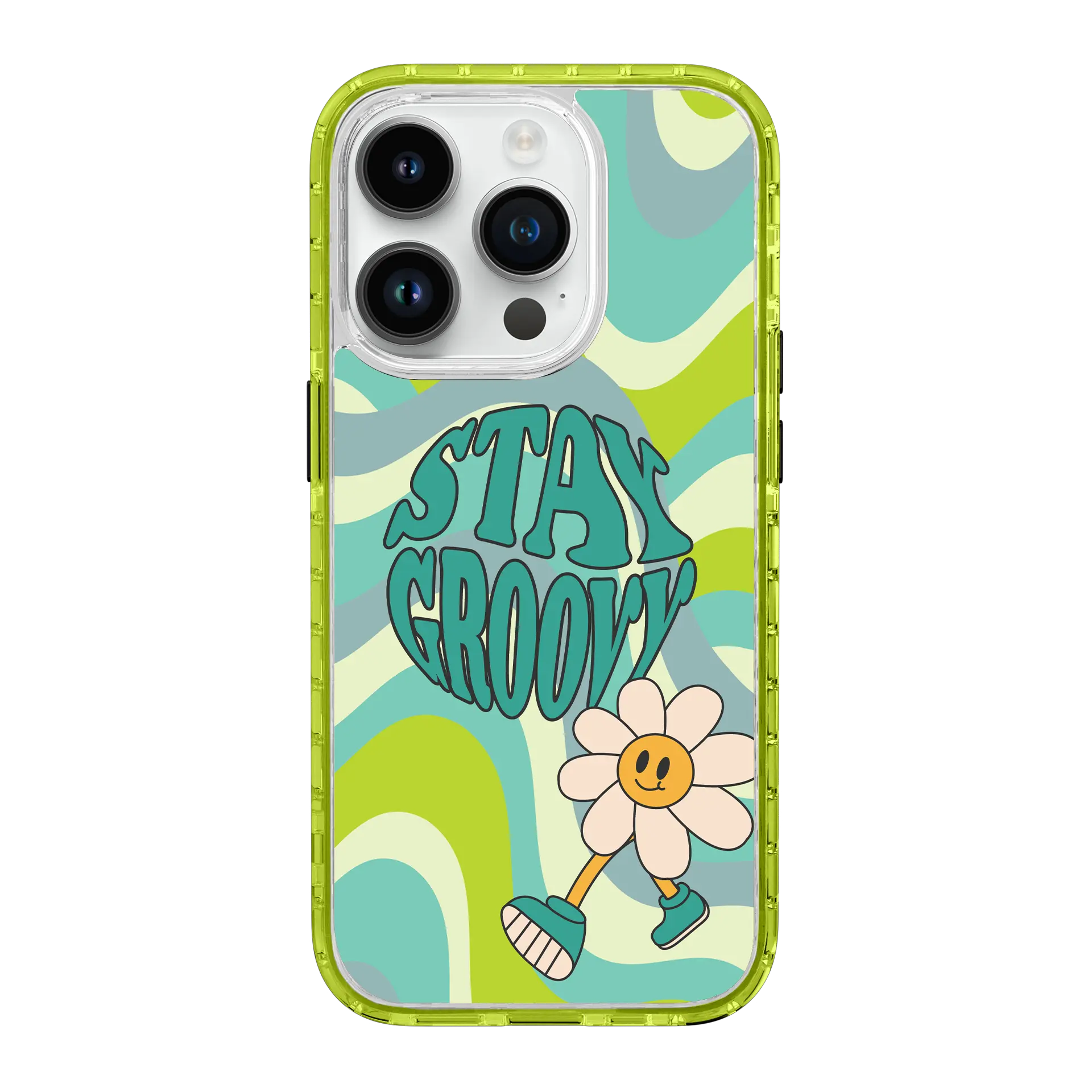 AppleiPhone14ProElectricLime Stay Groovy | That 70's Case Series | Custom MagSafe Case Design for Apple iPhone 14 Series cellhelmet cellhelmet