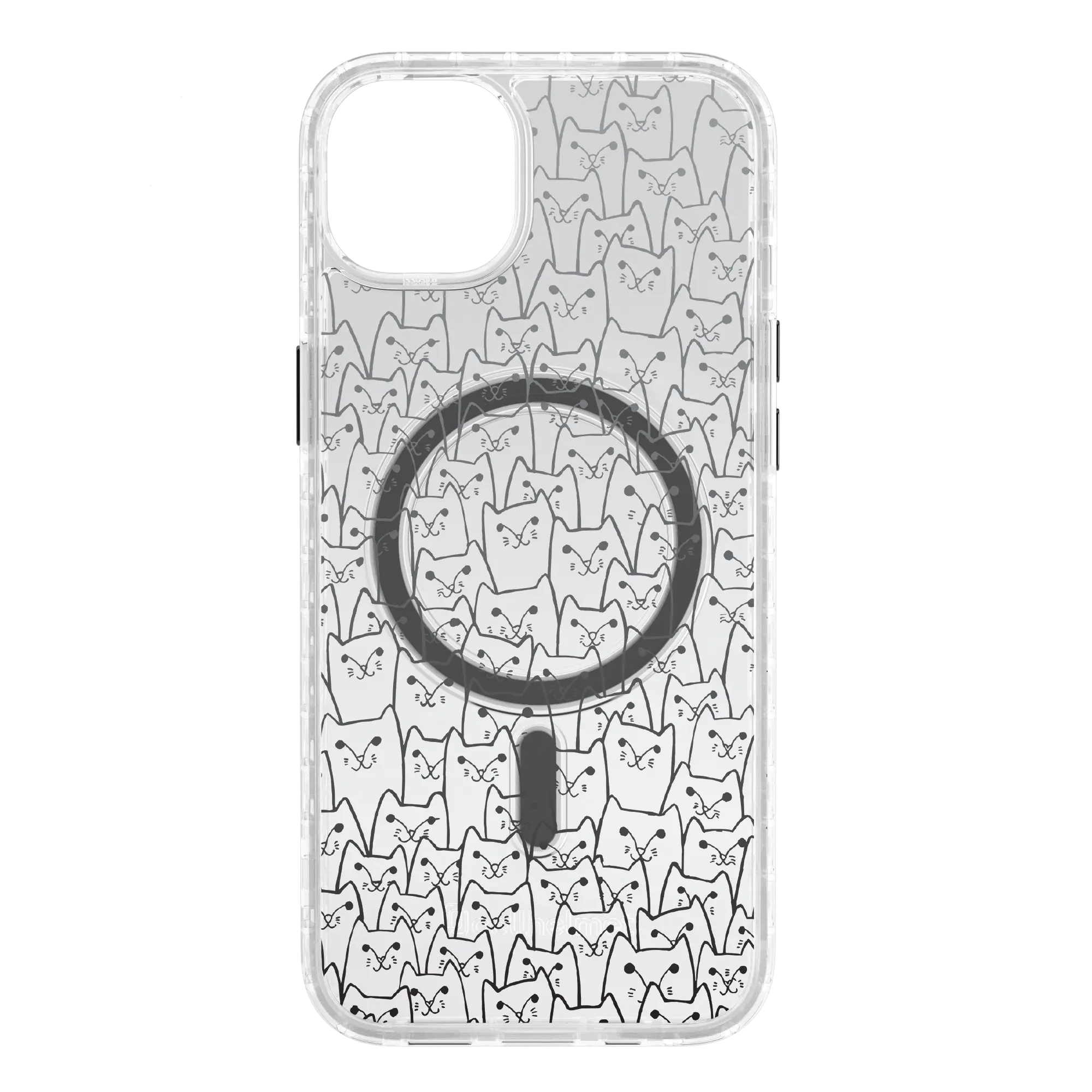 Apple-iPhone-14-Plus-Crystal-Clear White Cat Pattern | Protective MagSafe Case | Cats Meow Series for Apple iPhone 14 Series cellhelmet cellhelmet