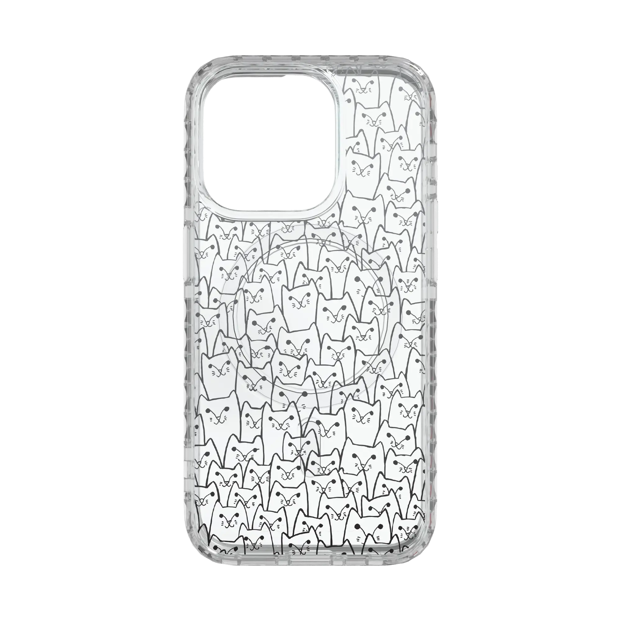 Apple-iPhone-15-Pro-Crystal-Clear White Cat Pattern | Protective MagSafe Case | Cats Meow Series for Apple iPhone 15 Series cellhelmet cellhelmet