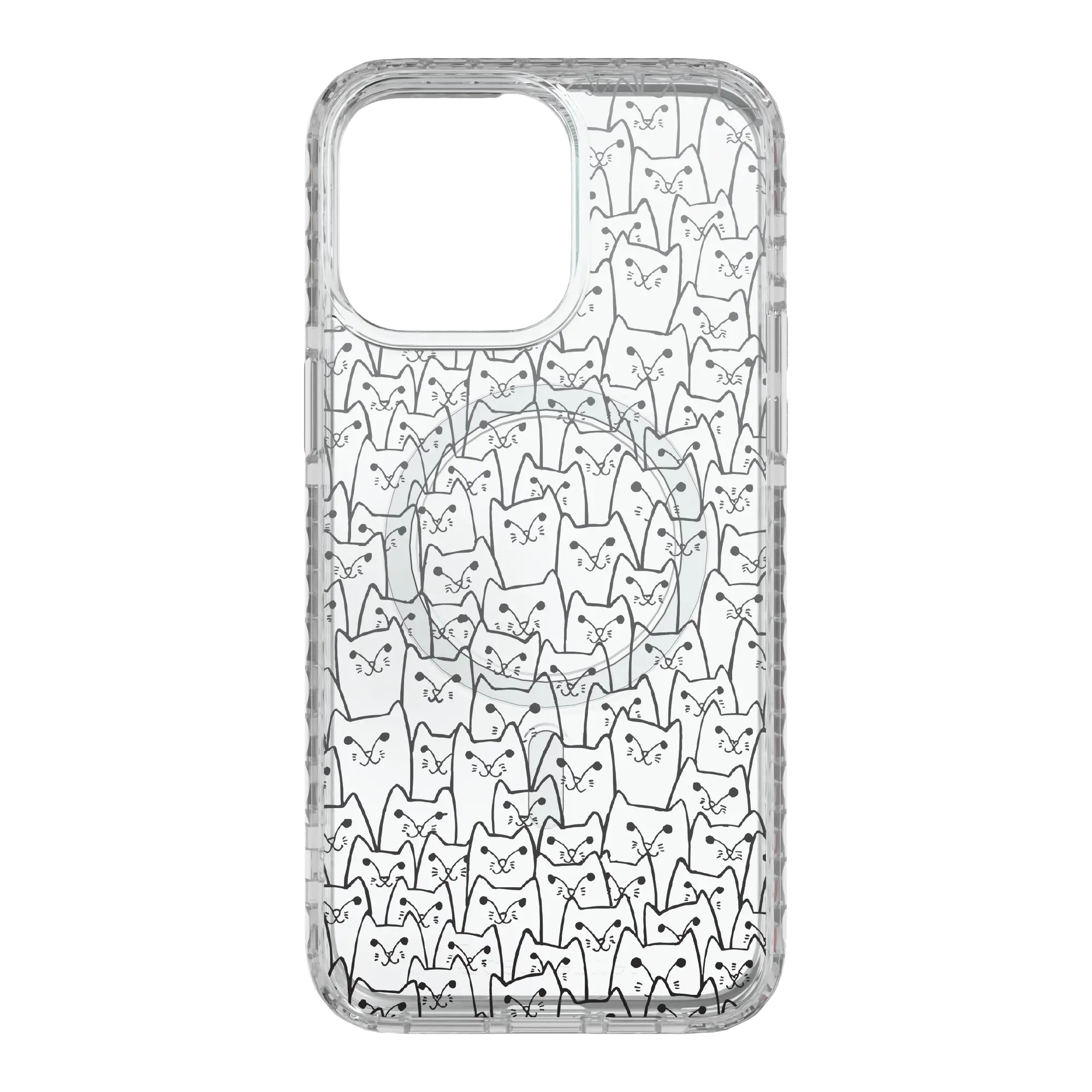 Apple-iPhone-15-Pro-Max-Crystal-Clear White Cat Pattern | Protective MagSafe Case | Cats Meow Series for Apple iPhone 15 Series cellhelmet cellhelmet